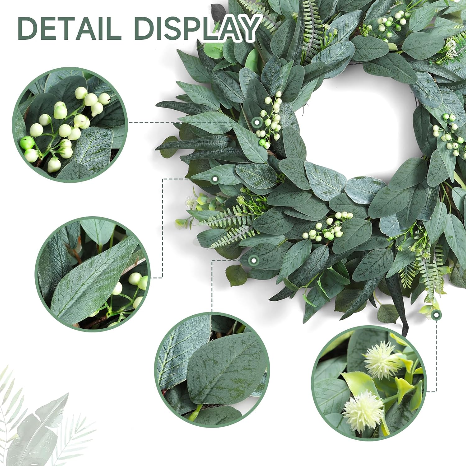 24 Inch Eucalyptus Wreath Handmade for Front Door
