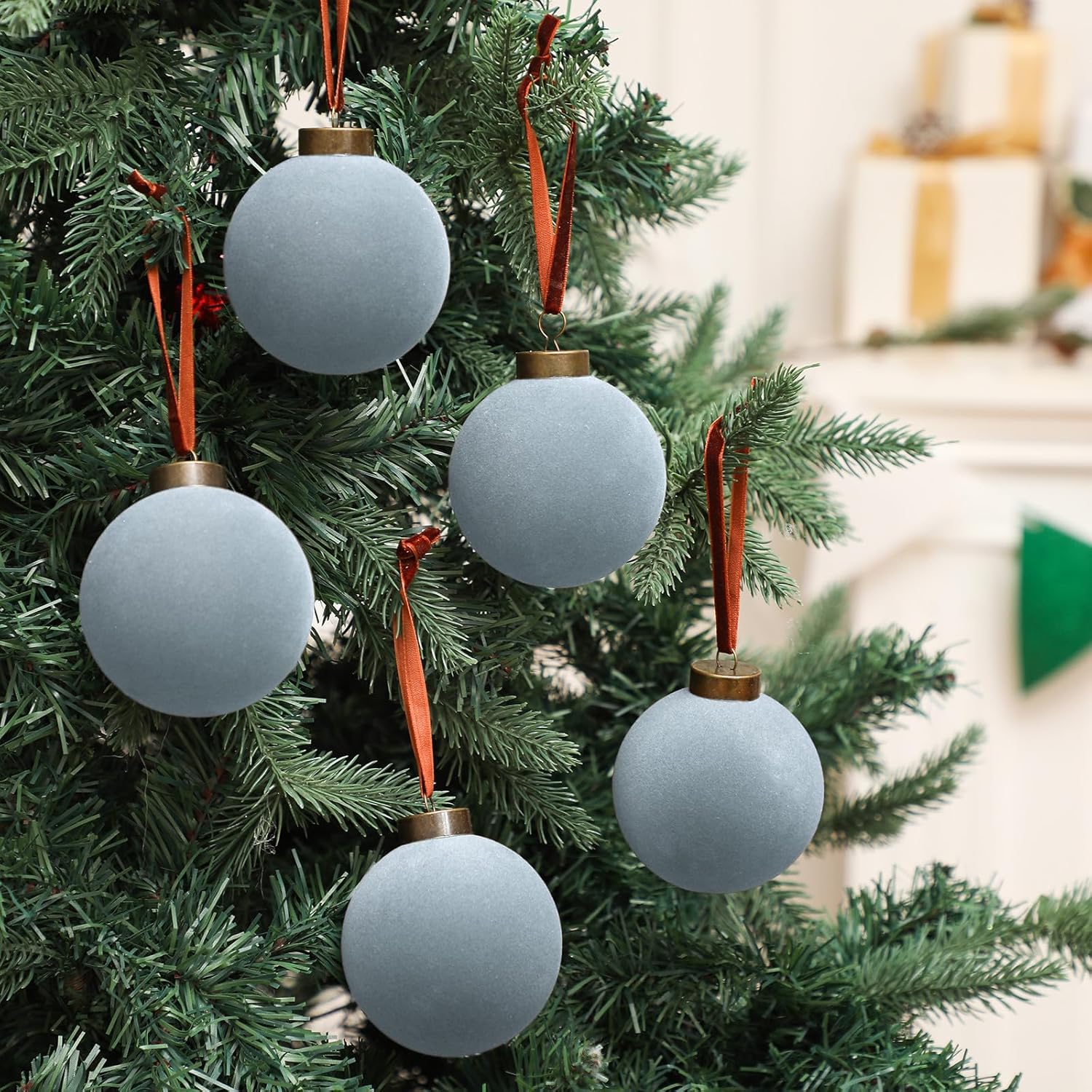 Liliful 15 Pcs Flocked Christmas Tree Balls Decorations