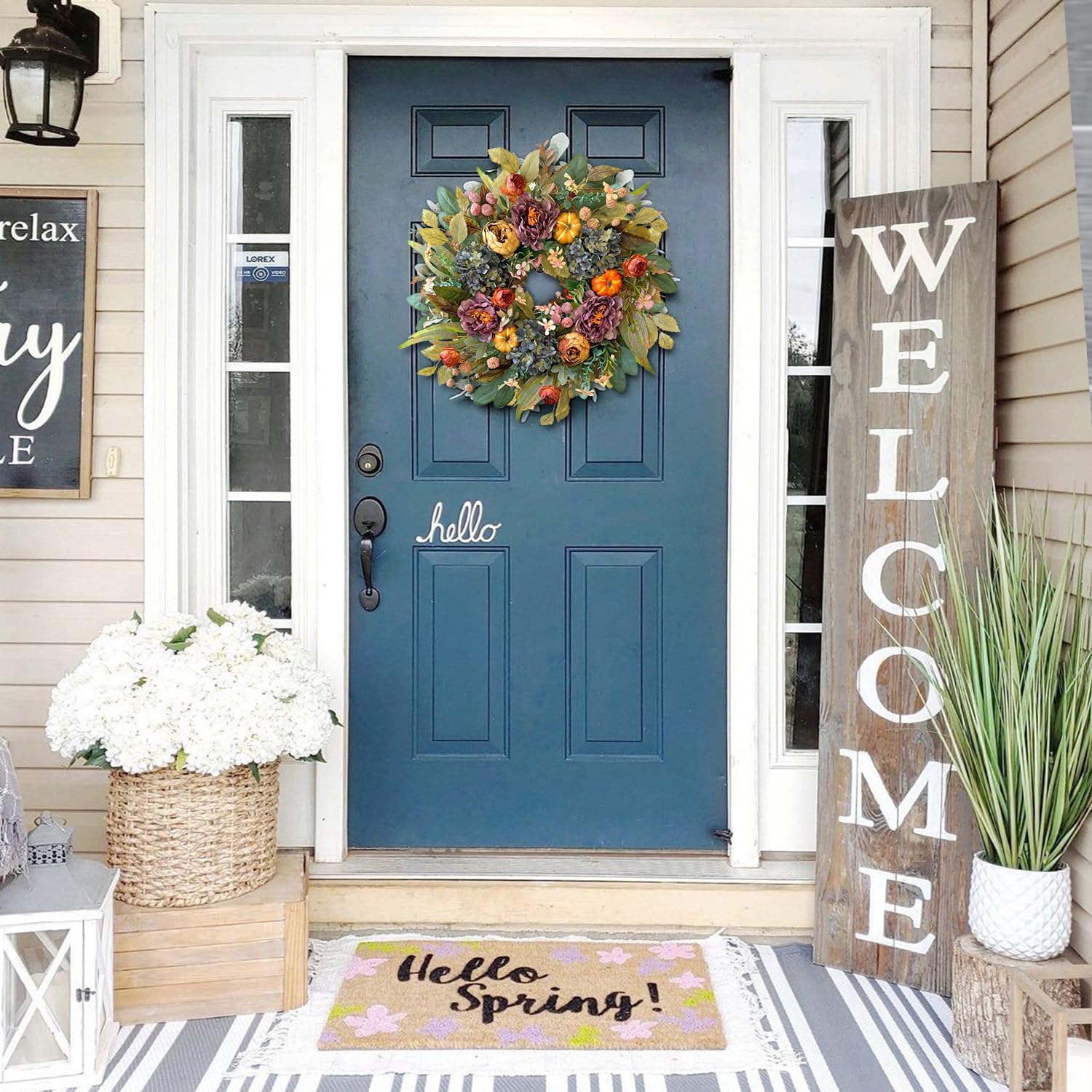WANNA-CUL 24 Inch Fall Wreath for Front Door