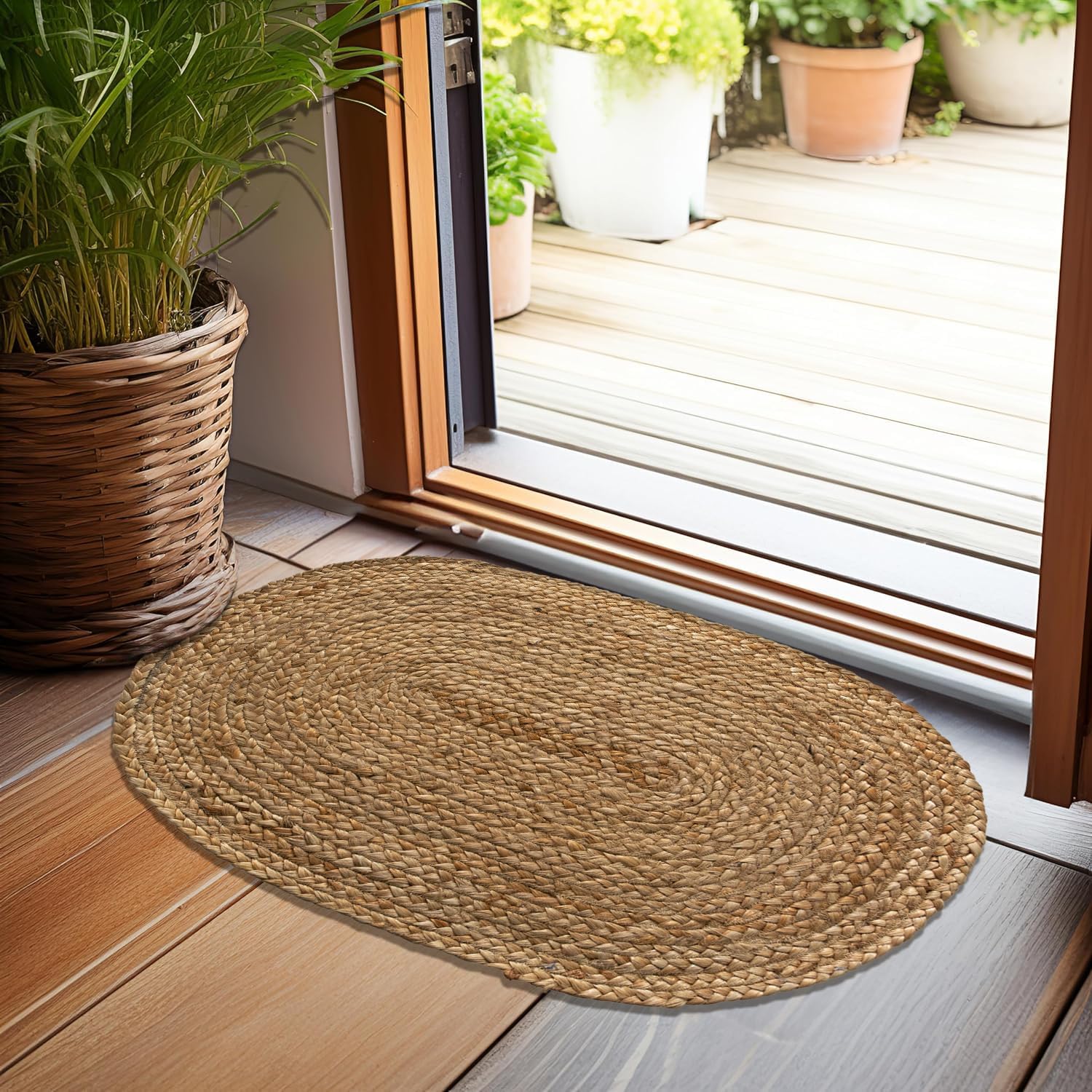 Chardin Home Hand Woven Jute Braided Rug 18x30 Inch Oval
