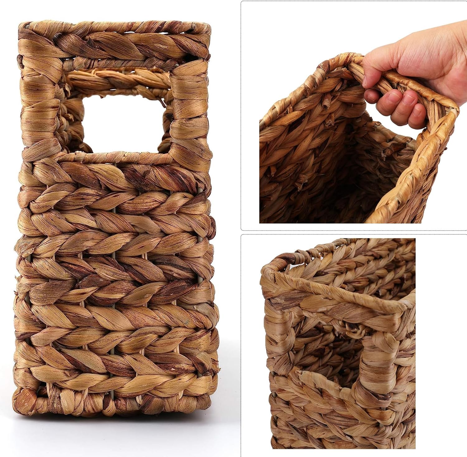 Yesland Hand Woven Narrow Water Hyacinth Holder Wicker Basket