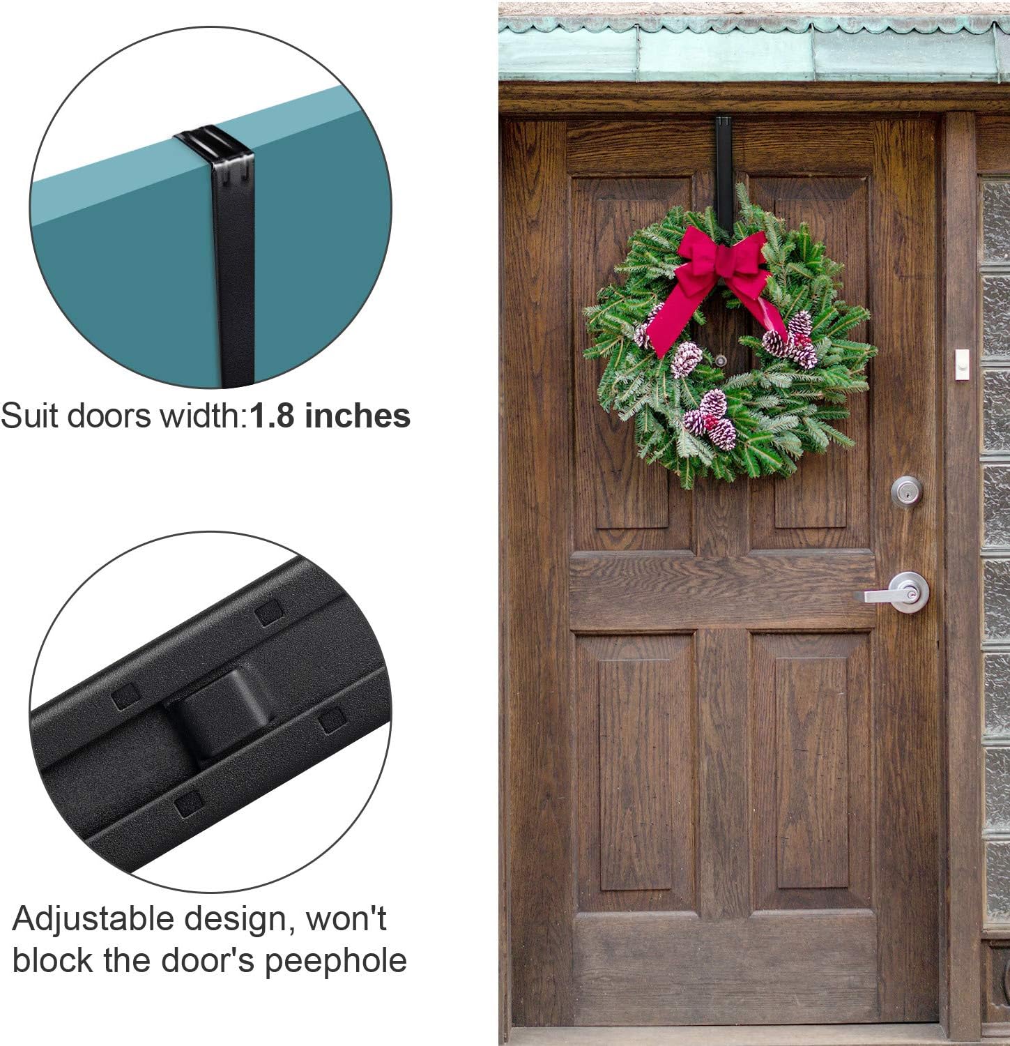 Myfolrena Adjustable Wreath Hanger for Front Door