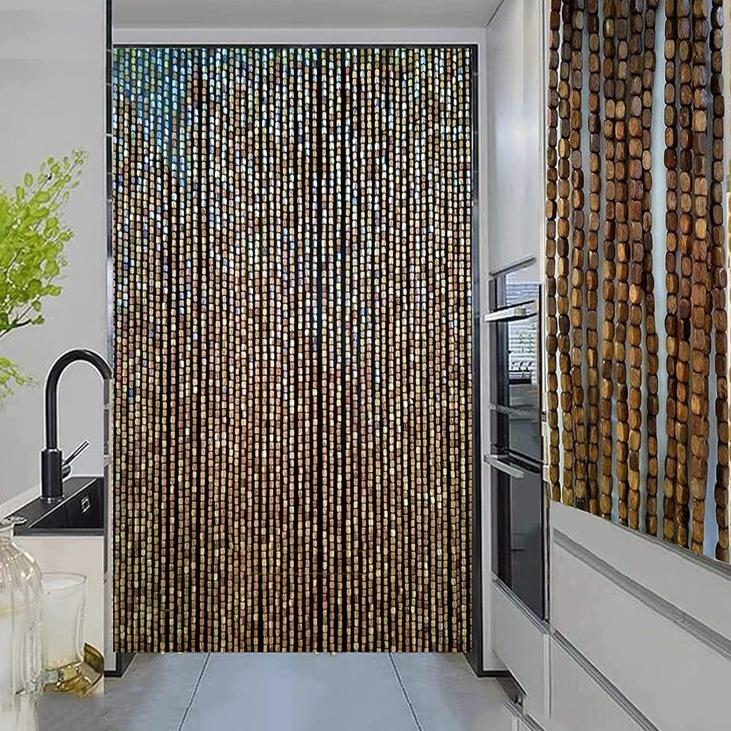 Wcxixo Wood and Bamboo Beaded Curtain for Doorway