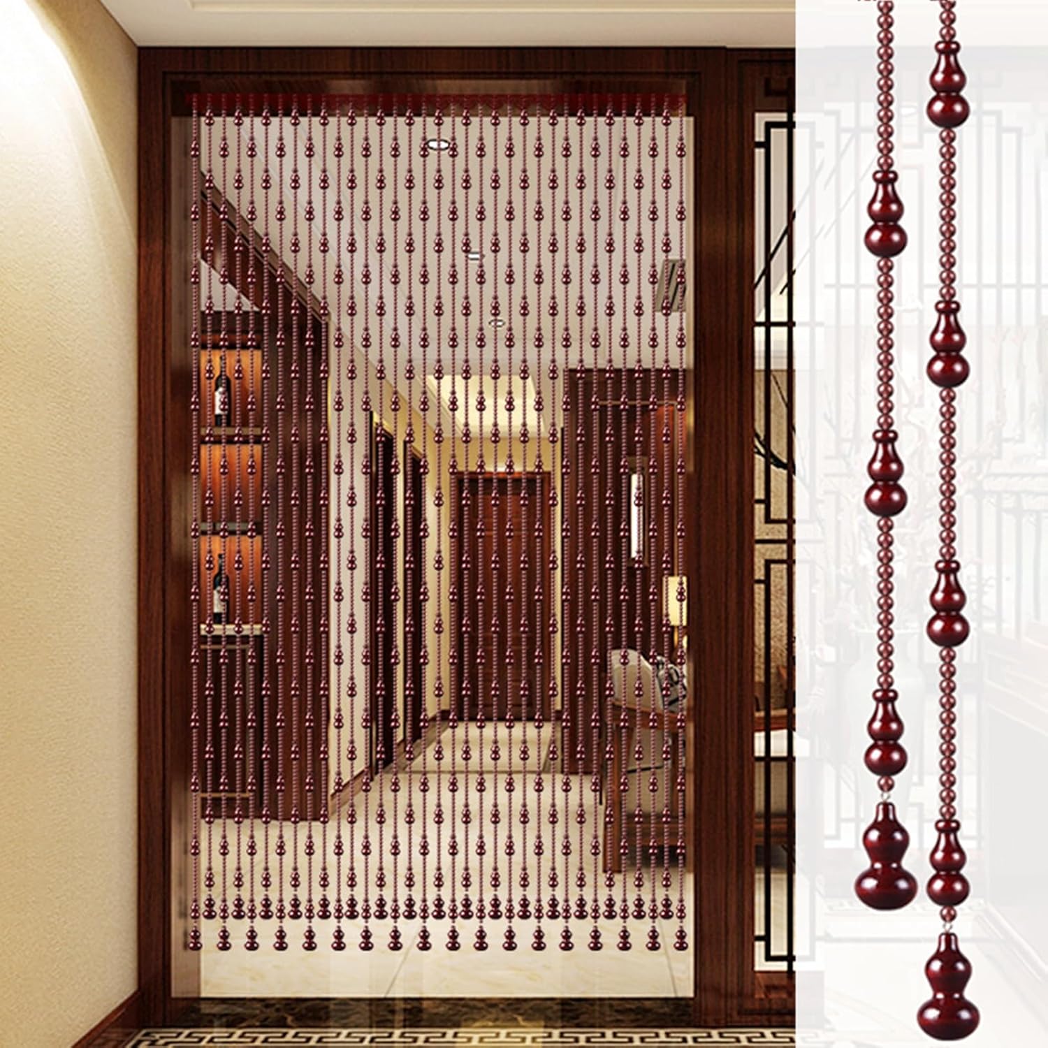 NEVKA Wooden Bead Curtain for Doorways and Room Dividers