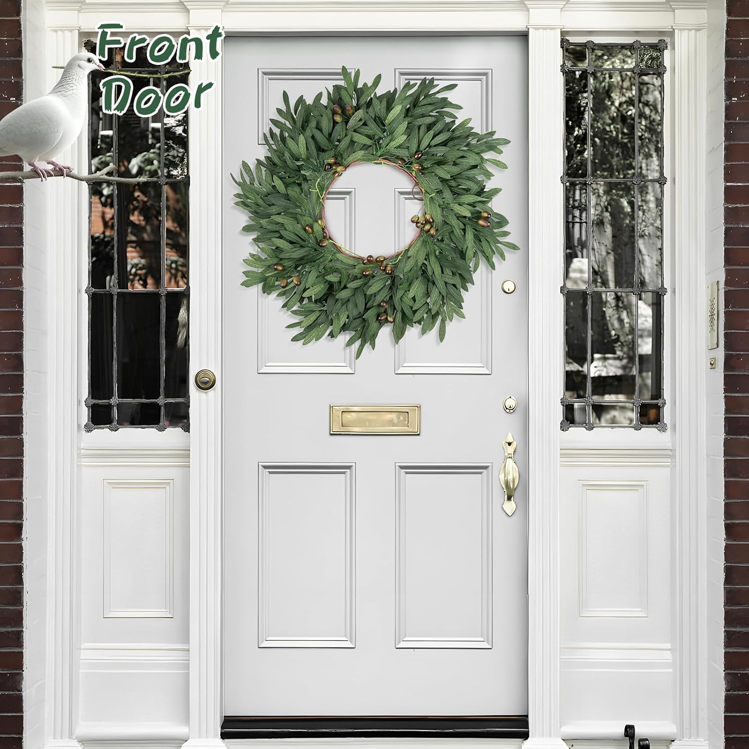 24 Inch Artificial Olive Wreath for Front Door