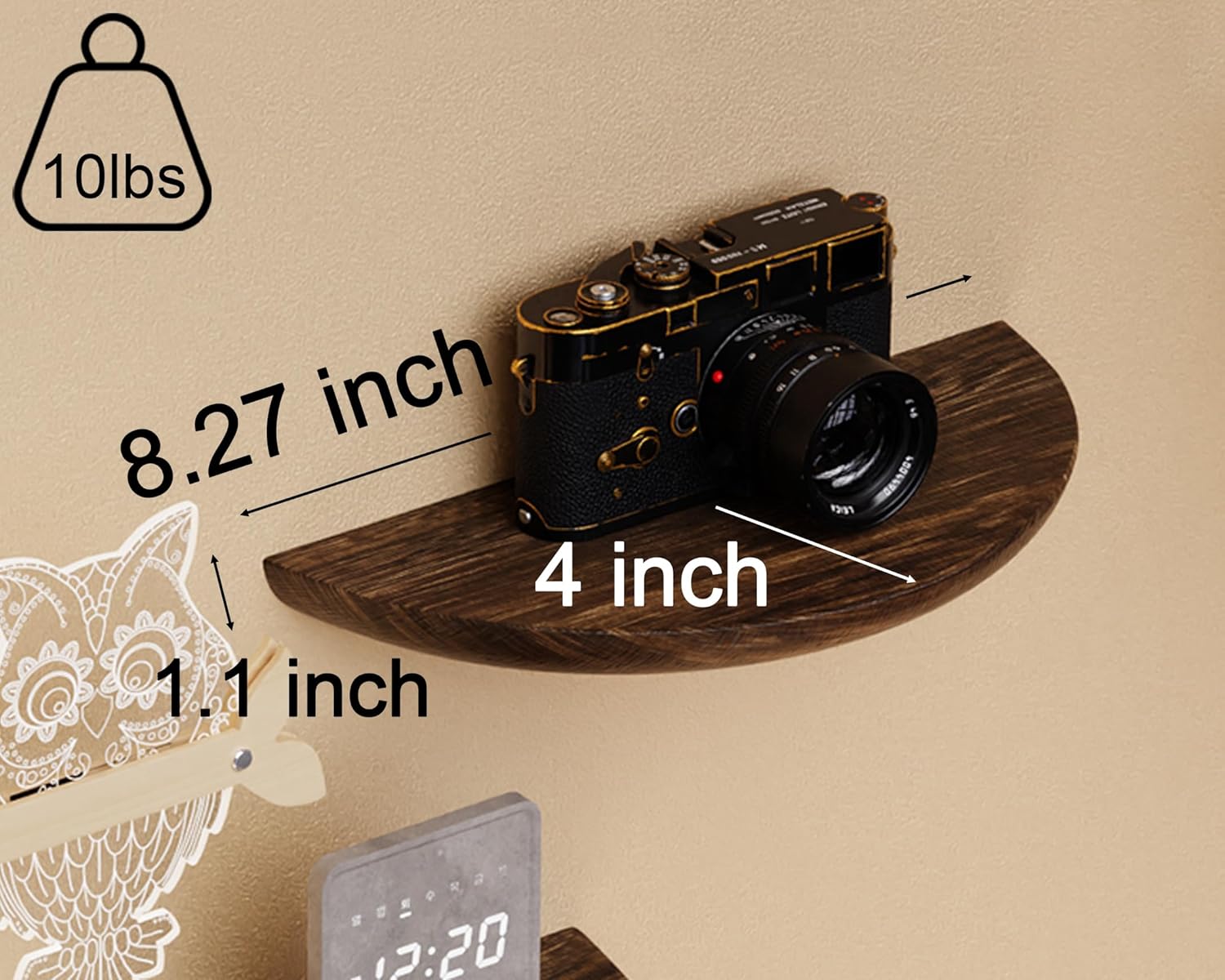QsQueen Solid Wood Half Round Floating Wall Shelves