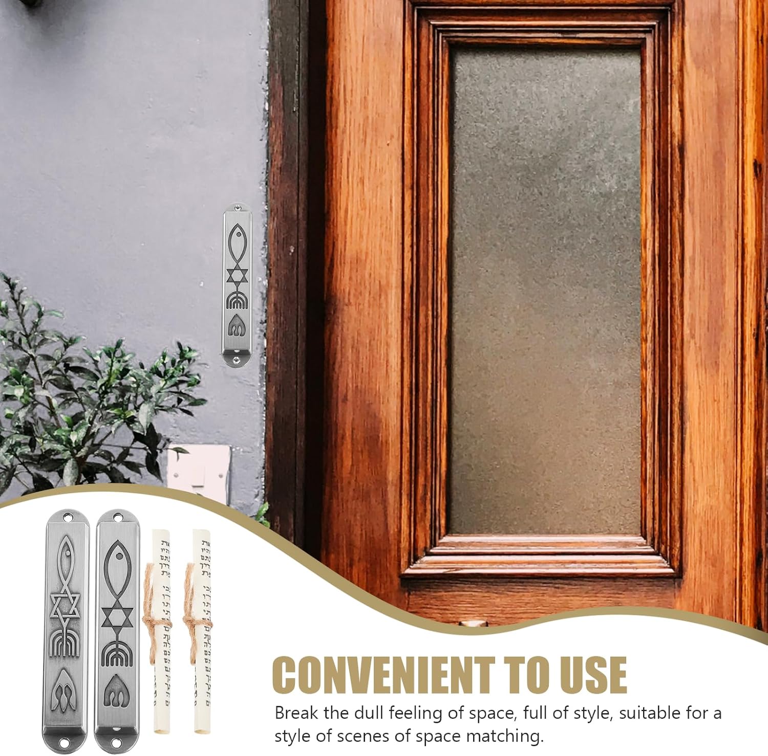 2pcs Pewter Mezuzah with Scroll for Door