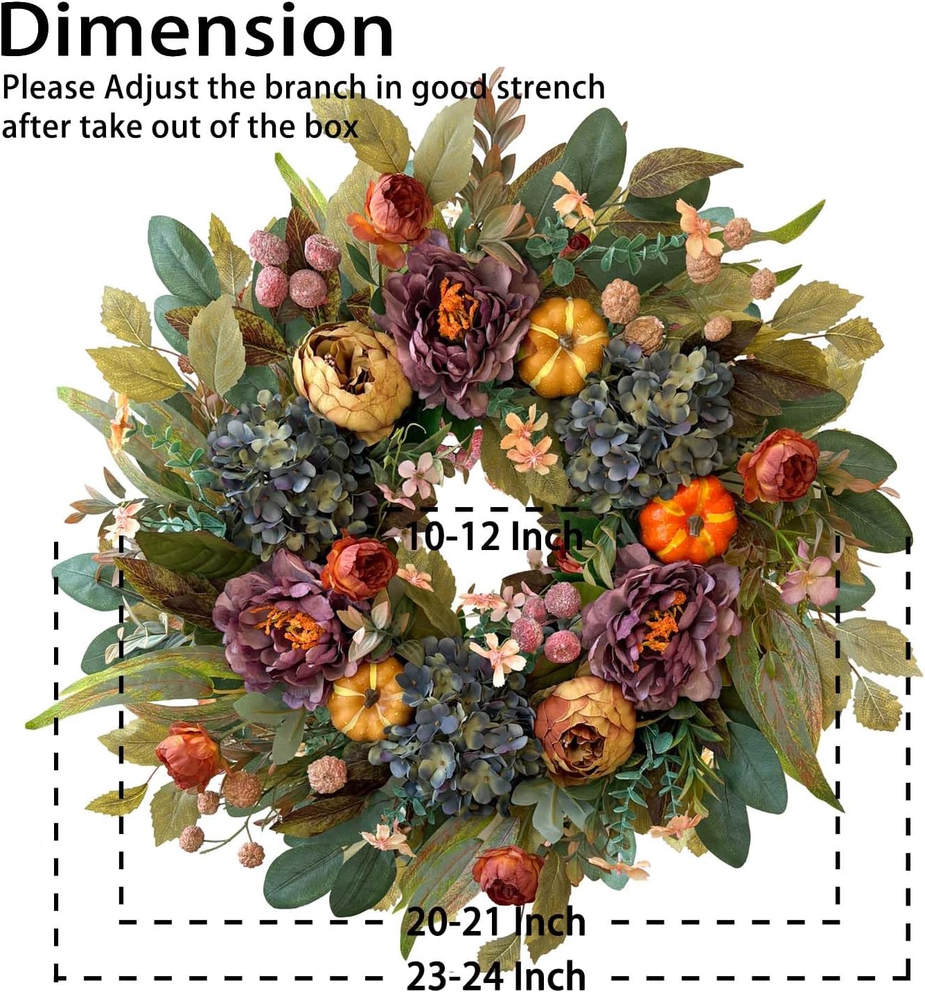 WANNA-CUL 24 Inch Fall Wreath for Front Door