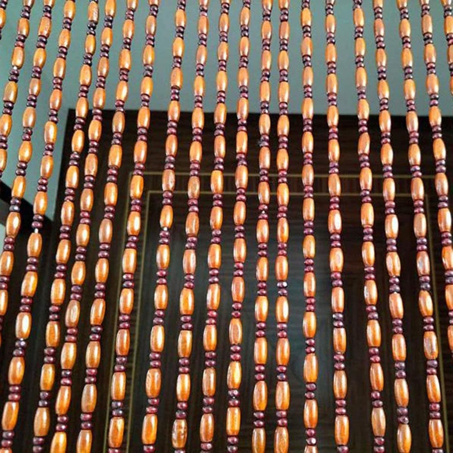 LEOSXA Natural Wooden Beaded Curtain Door Decor Panel