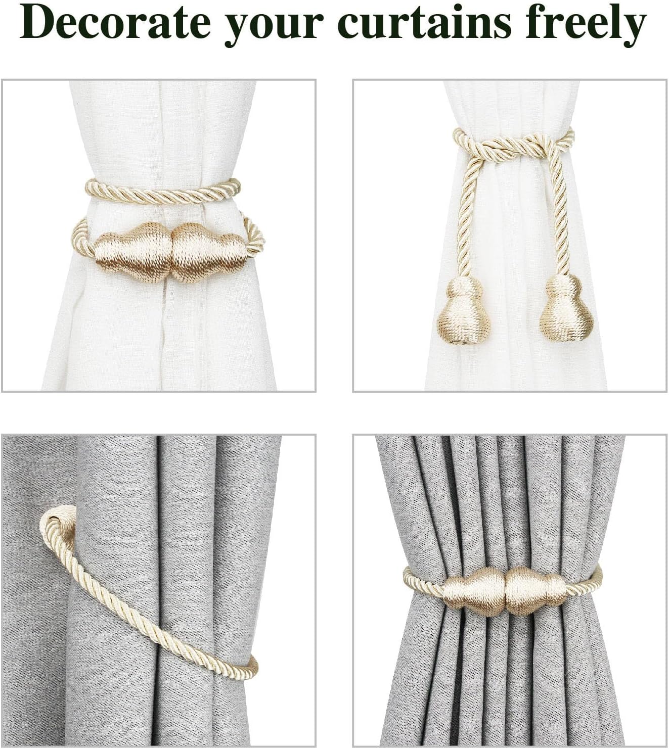 Magnetic Curtain Holders 6 Pack for Window Treatments
