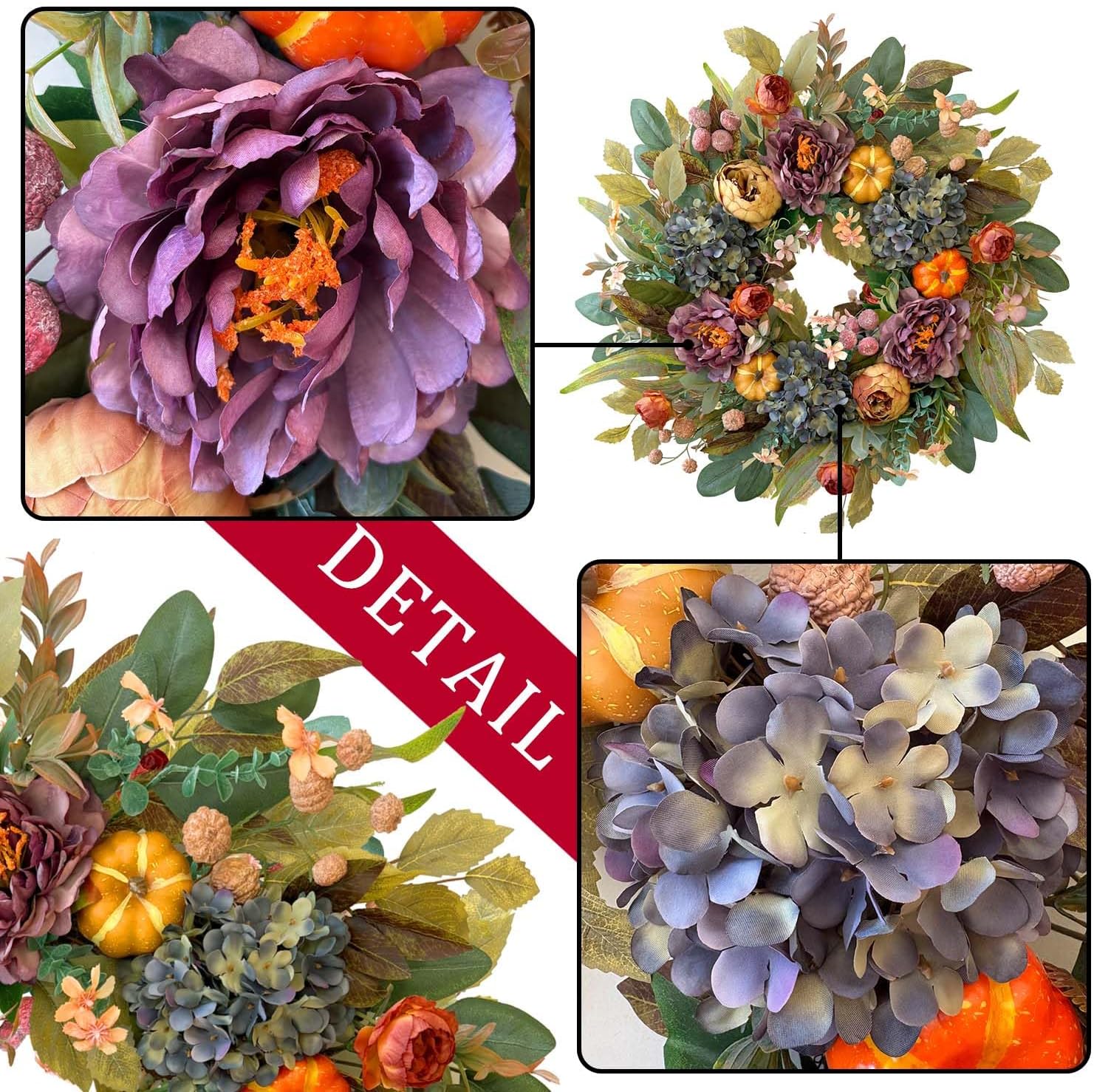 WANNA-CUL 24 Inch Fall Wreath for Front Door