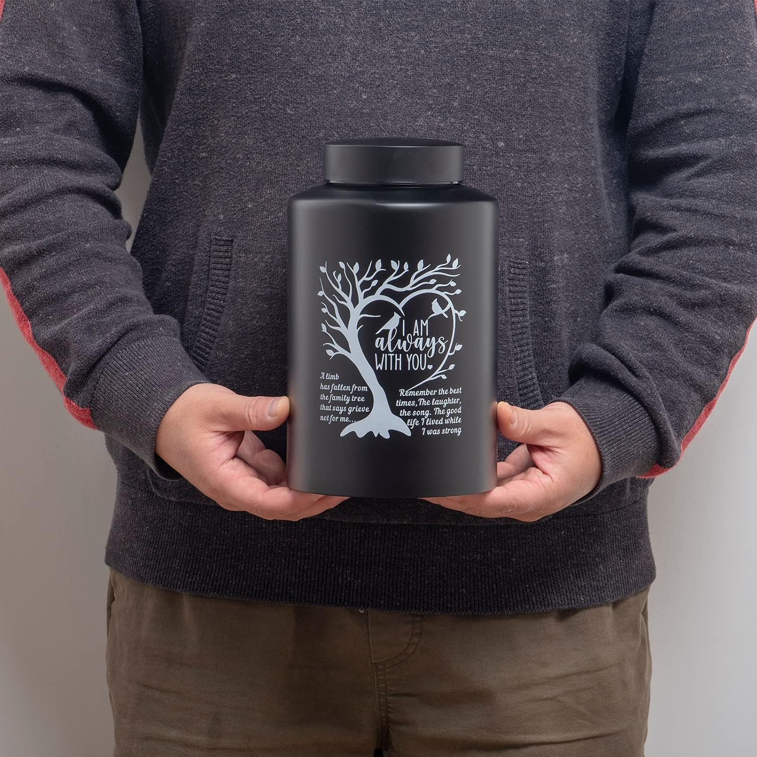 XIIGRA Decorative Urn for Human Ashes Tree Black