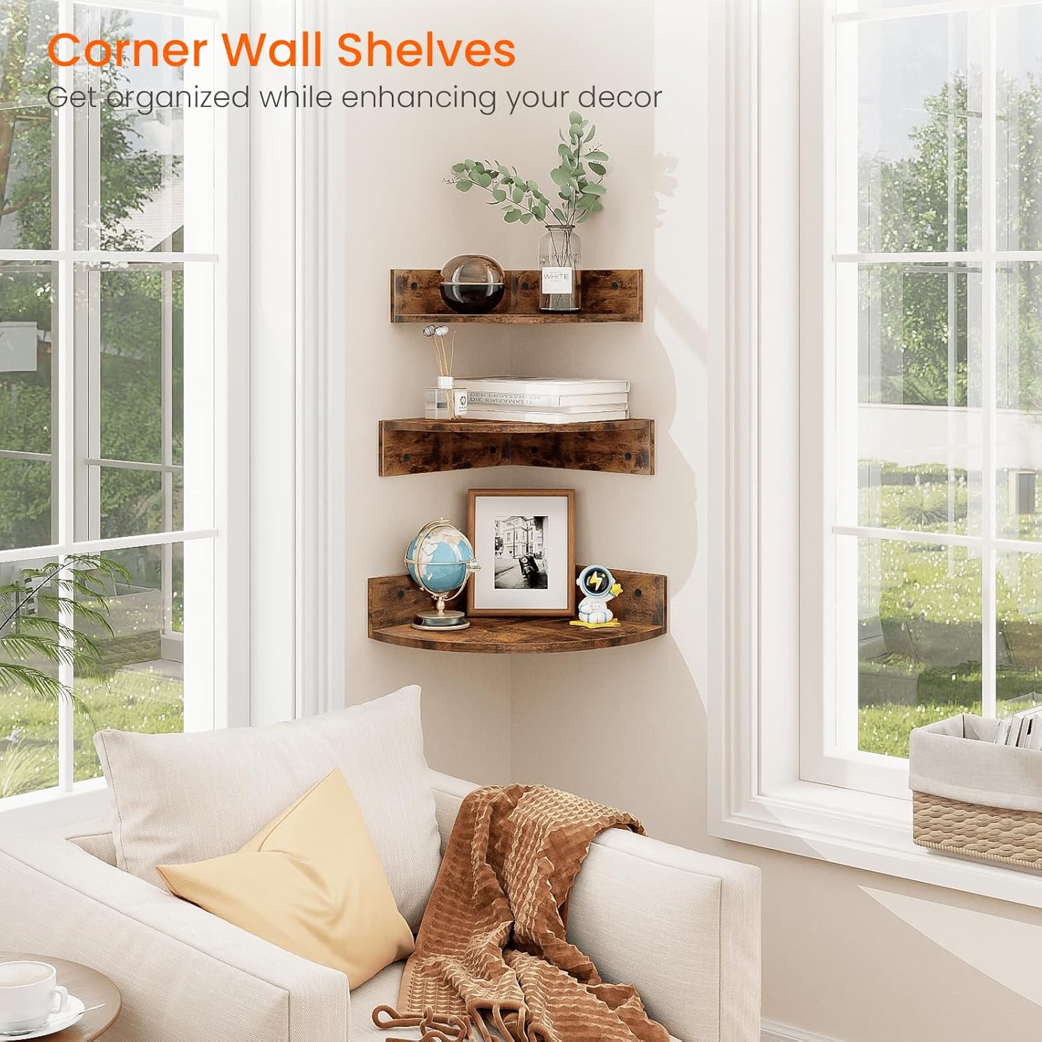 Homode 3 Tier Corner Shelf Wall Mount Set