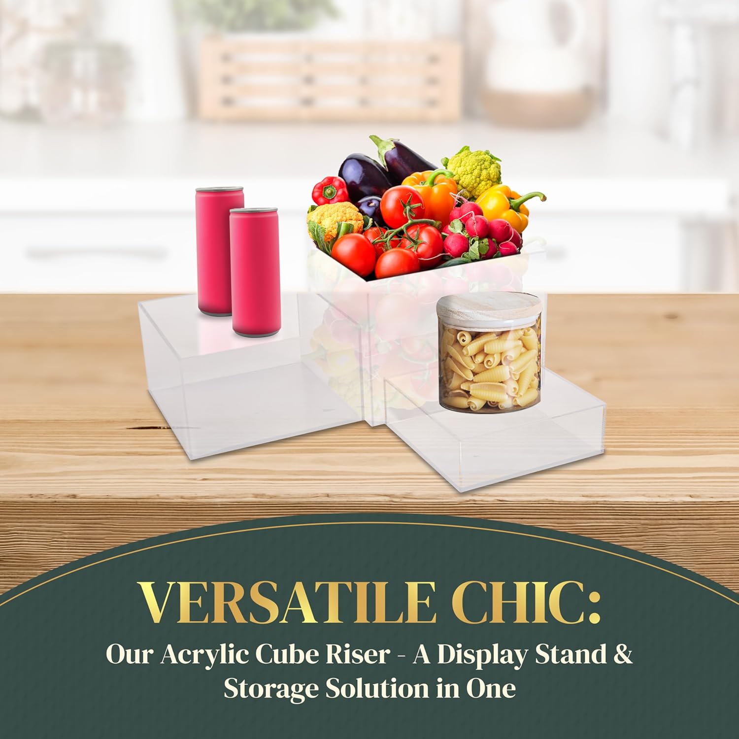 Set of 4 Acrylic Cube Display Box Risers