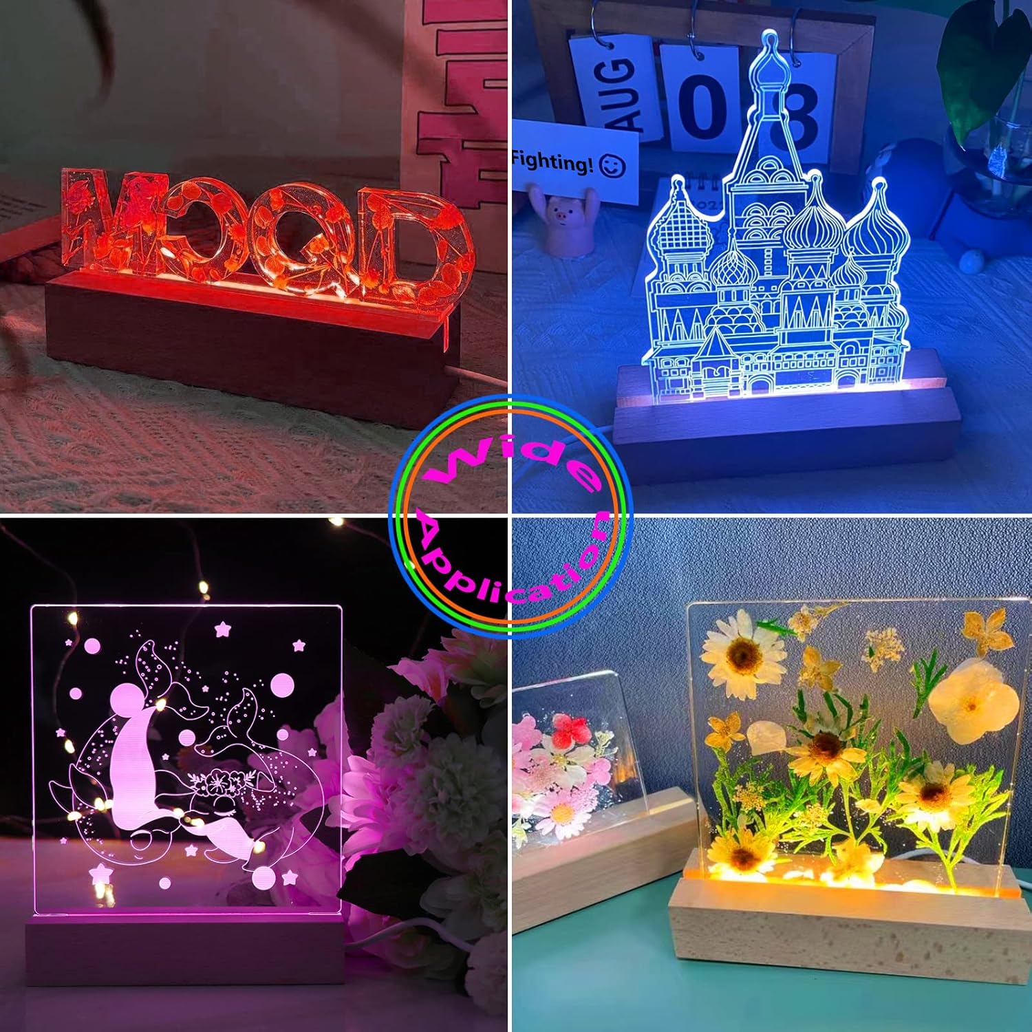 2PCS 6 Inch Wooden LED Display Pedestal