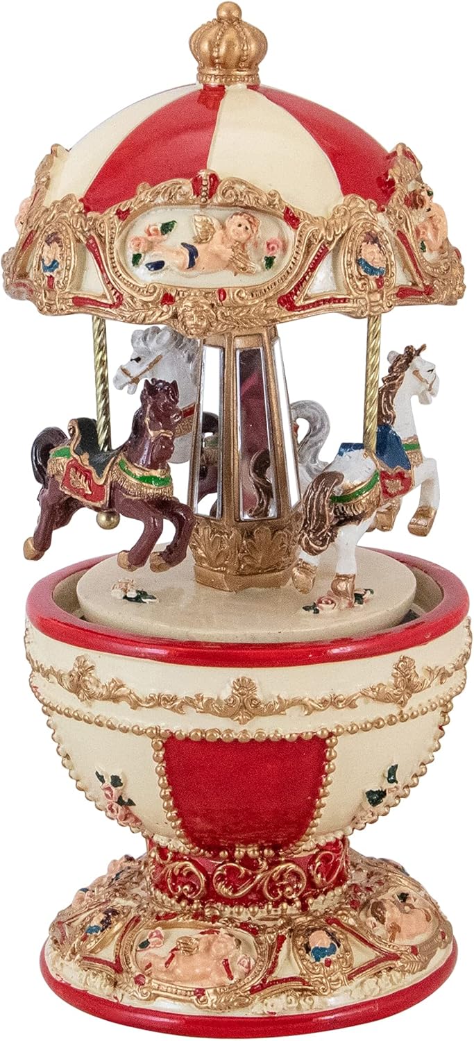 Northlight Musical Carousel with Horses and Cupids 725 Inch