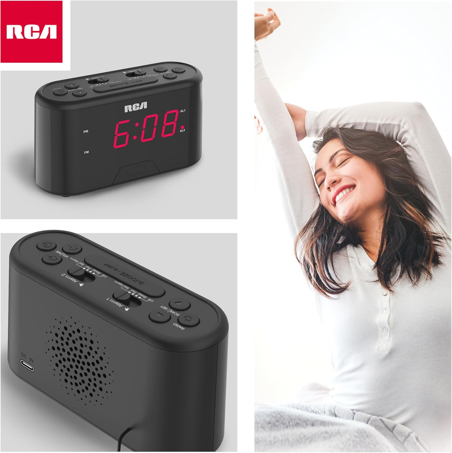 RC551 Digital Clock Radio with Dual Alarm and Snooze