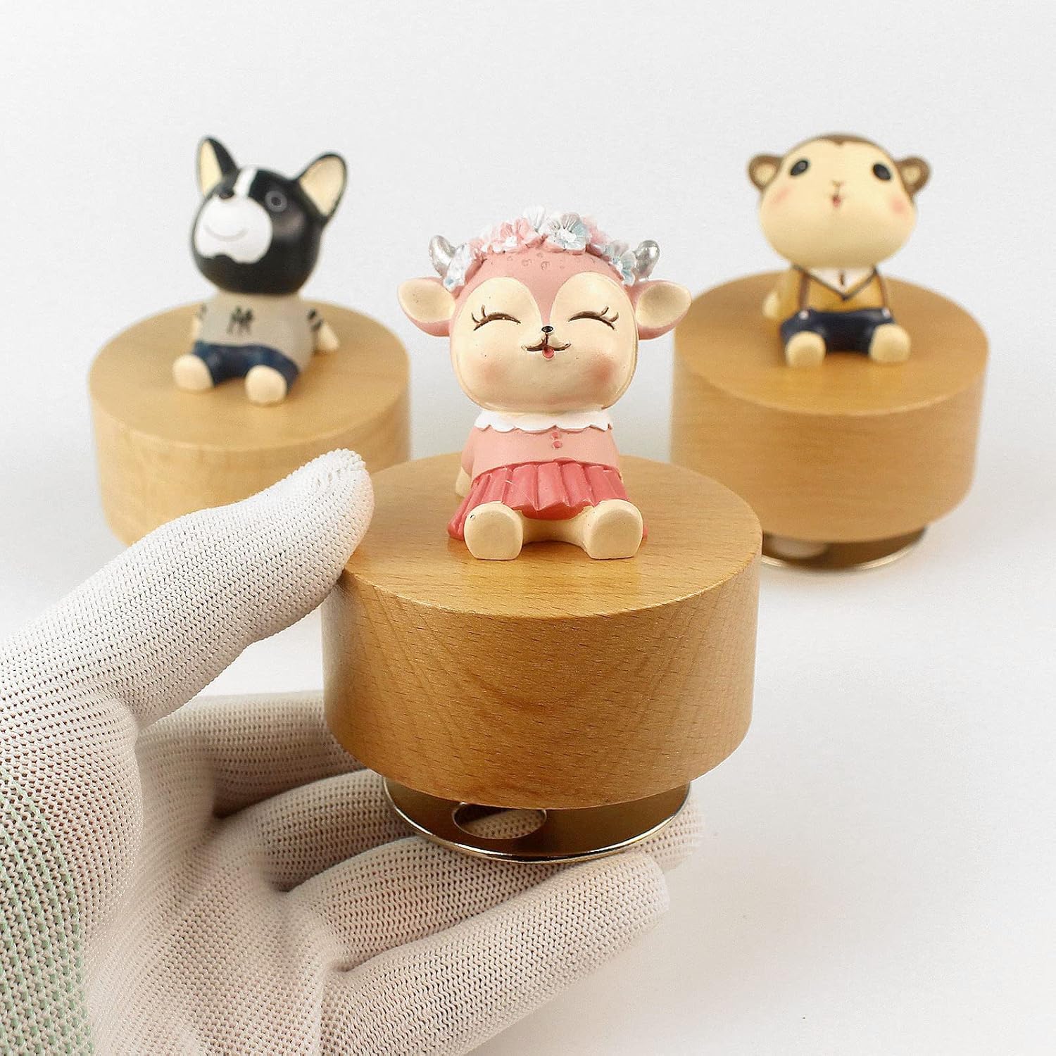 SOFTALK Cute Little Animal Wooden Music Box - You are My Sunshine