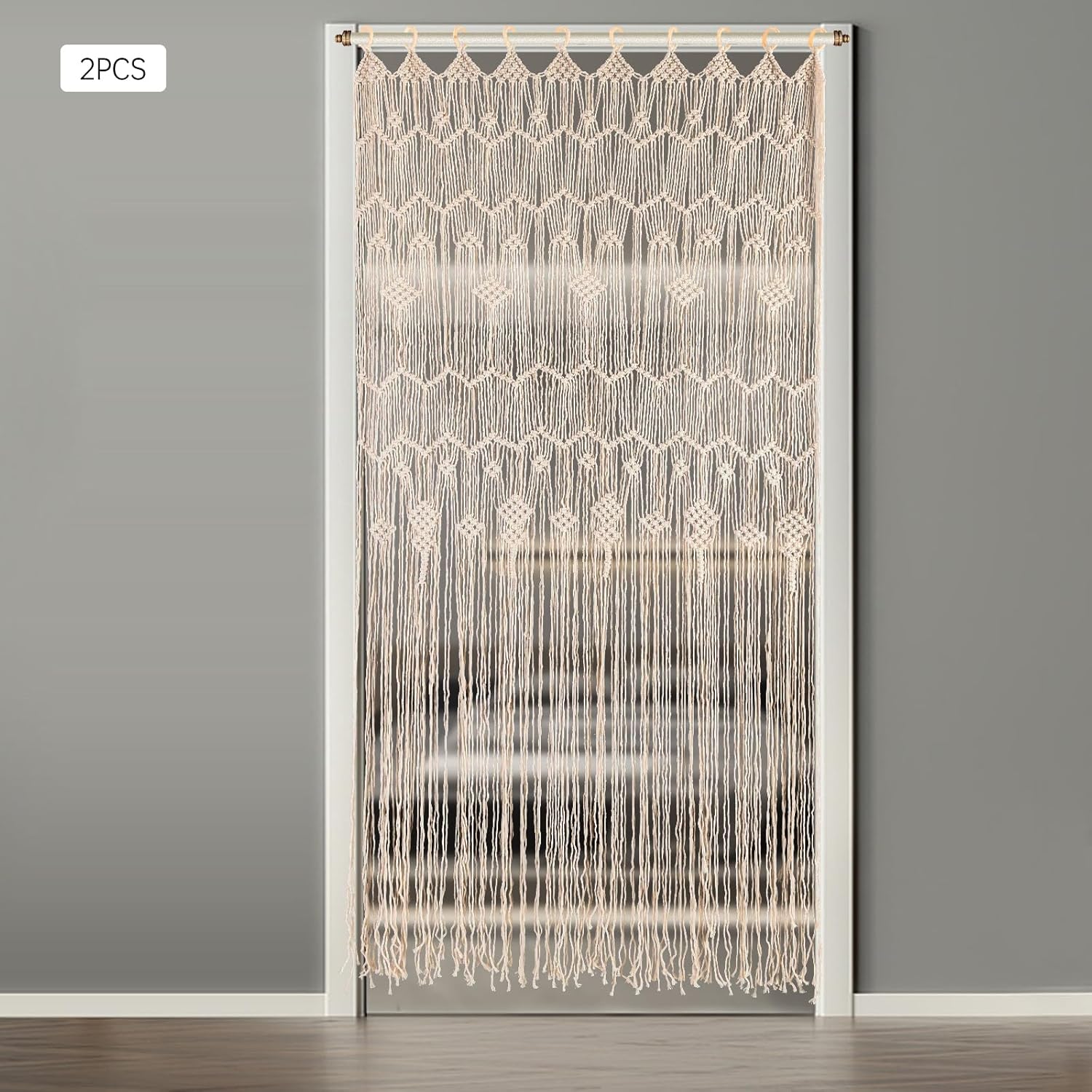 EseMiee 08x2M Beaded Curtain Woven Door Panels