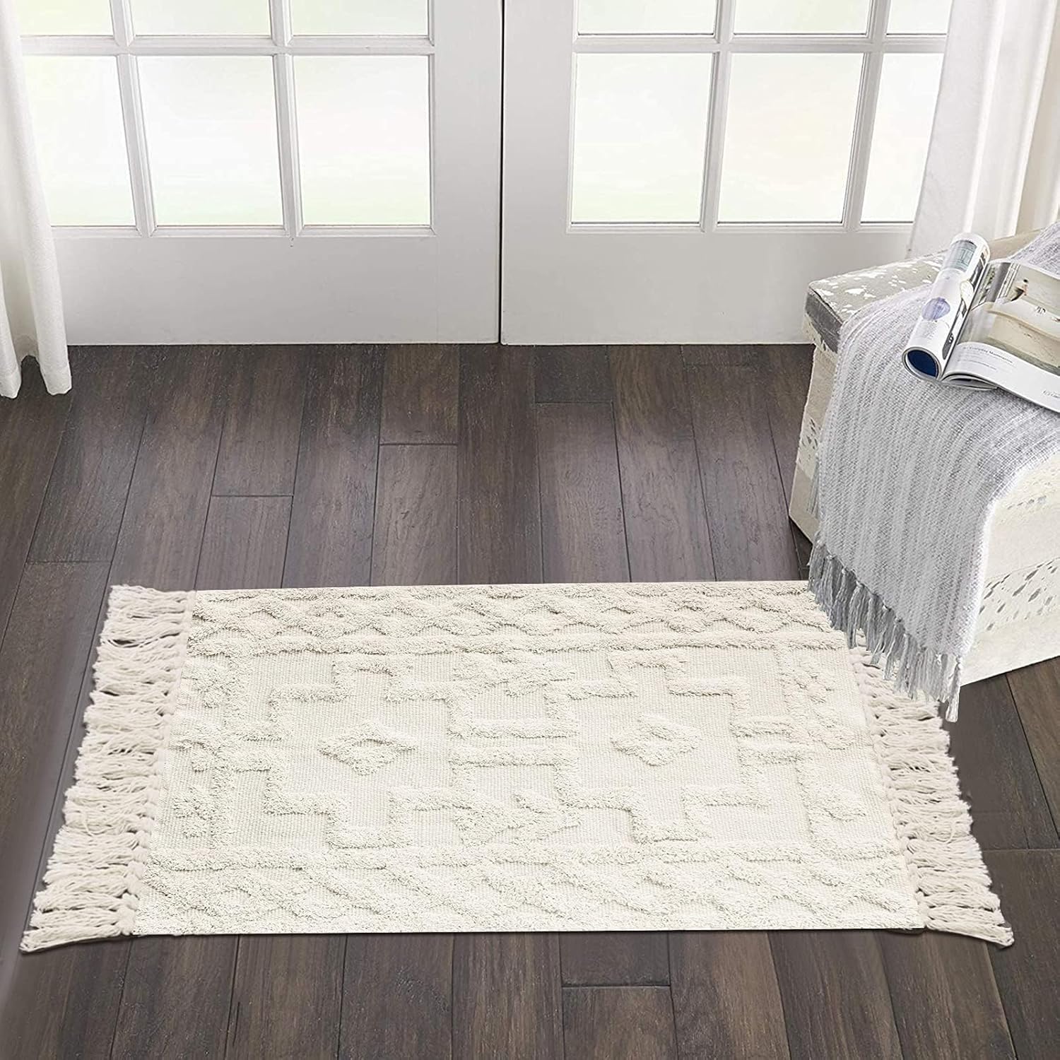 Uphome Boho Bathroom Rug 2 x 3 with Tassels