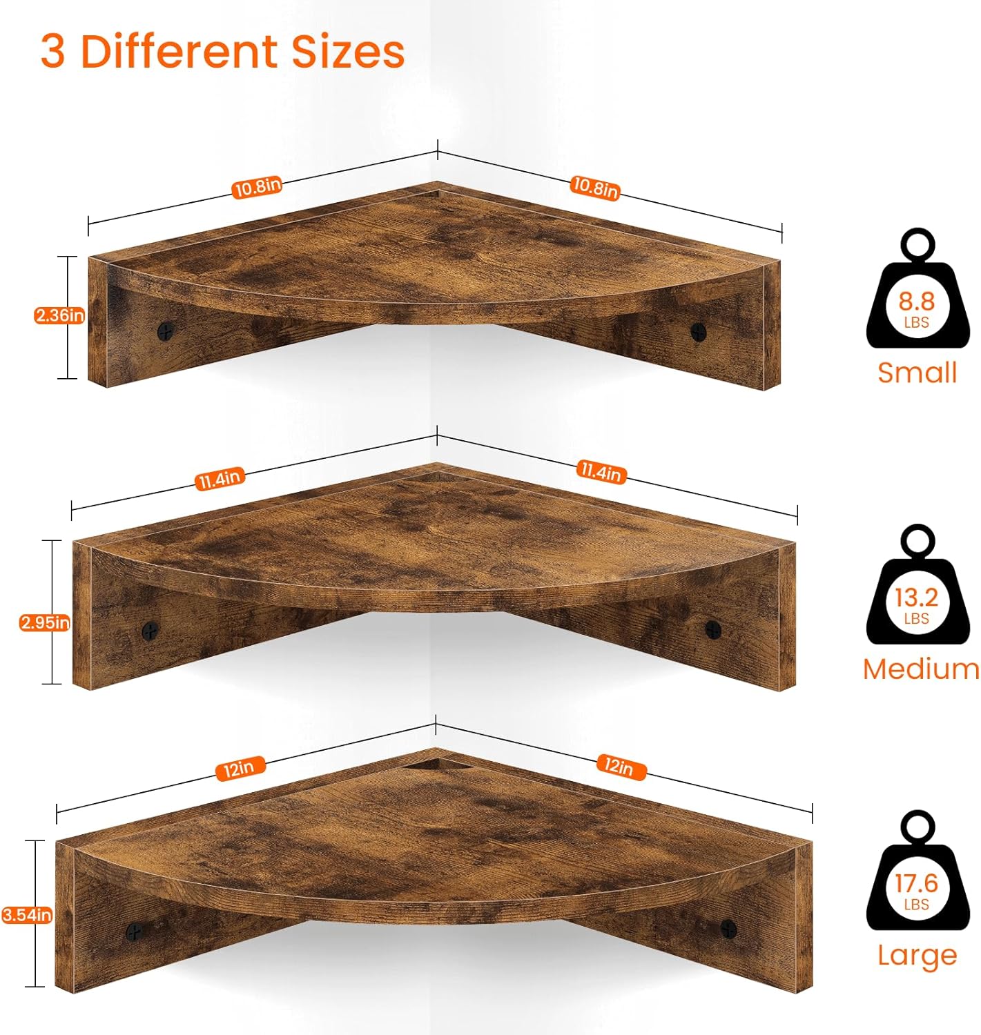 Homode 3 Tier Corner Shelf Wall Mount Set