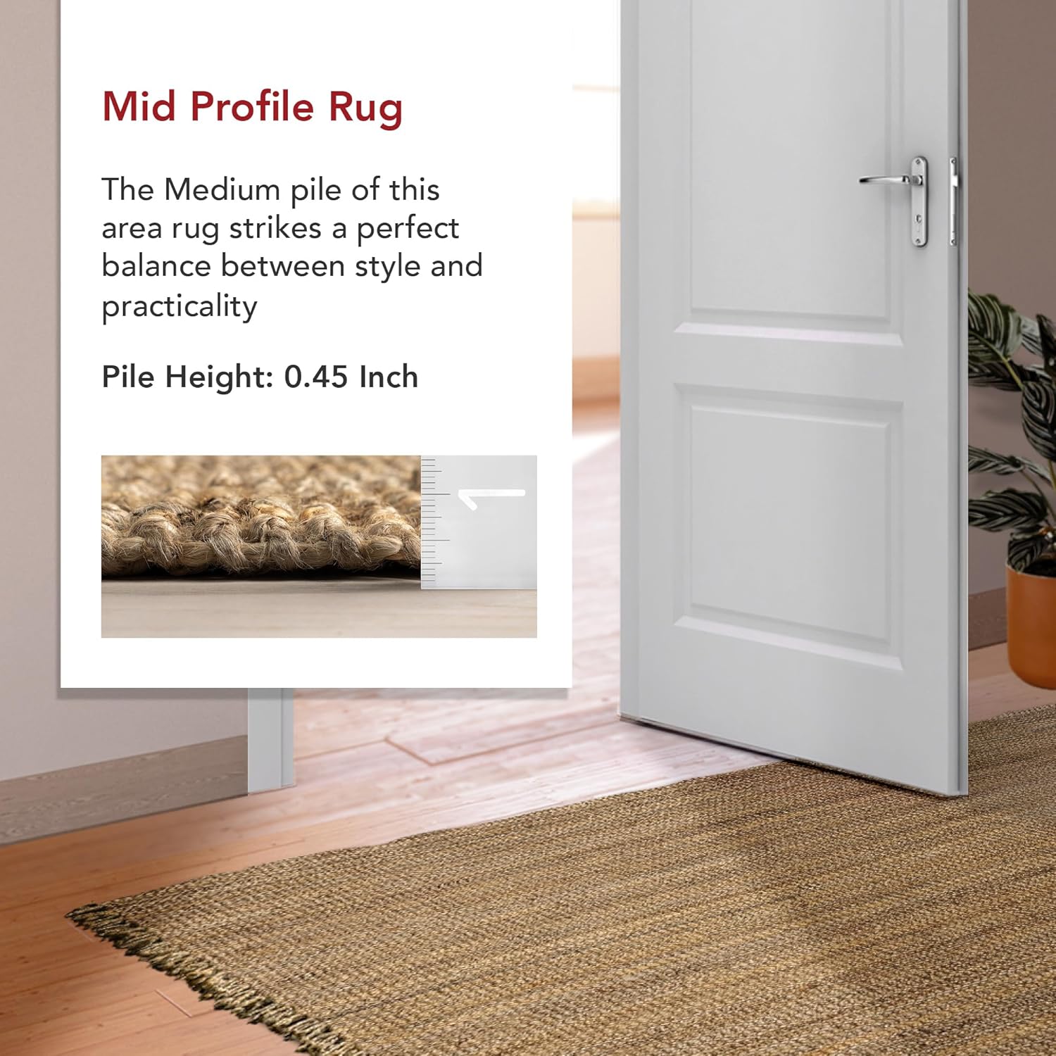 nuLOOM 3x5 Jute Tassel Area Rug Natural Farmhouse Style