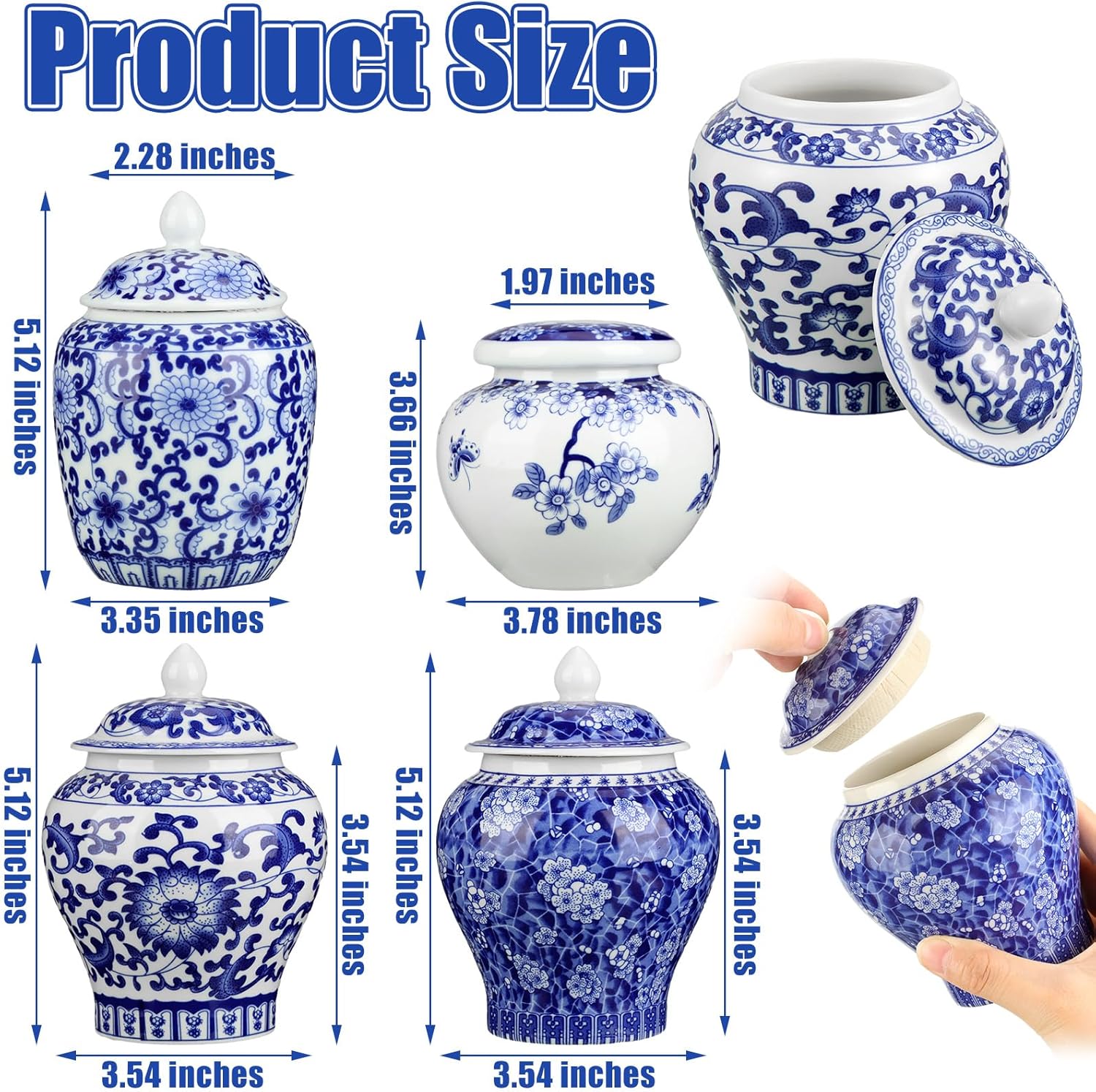 Hushee Classic Blue and White Vase Set 4 Pcs