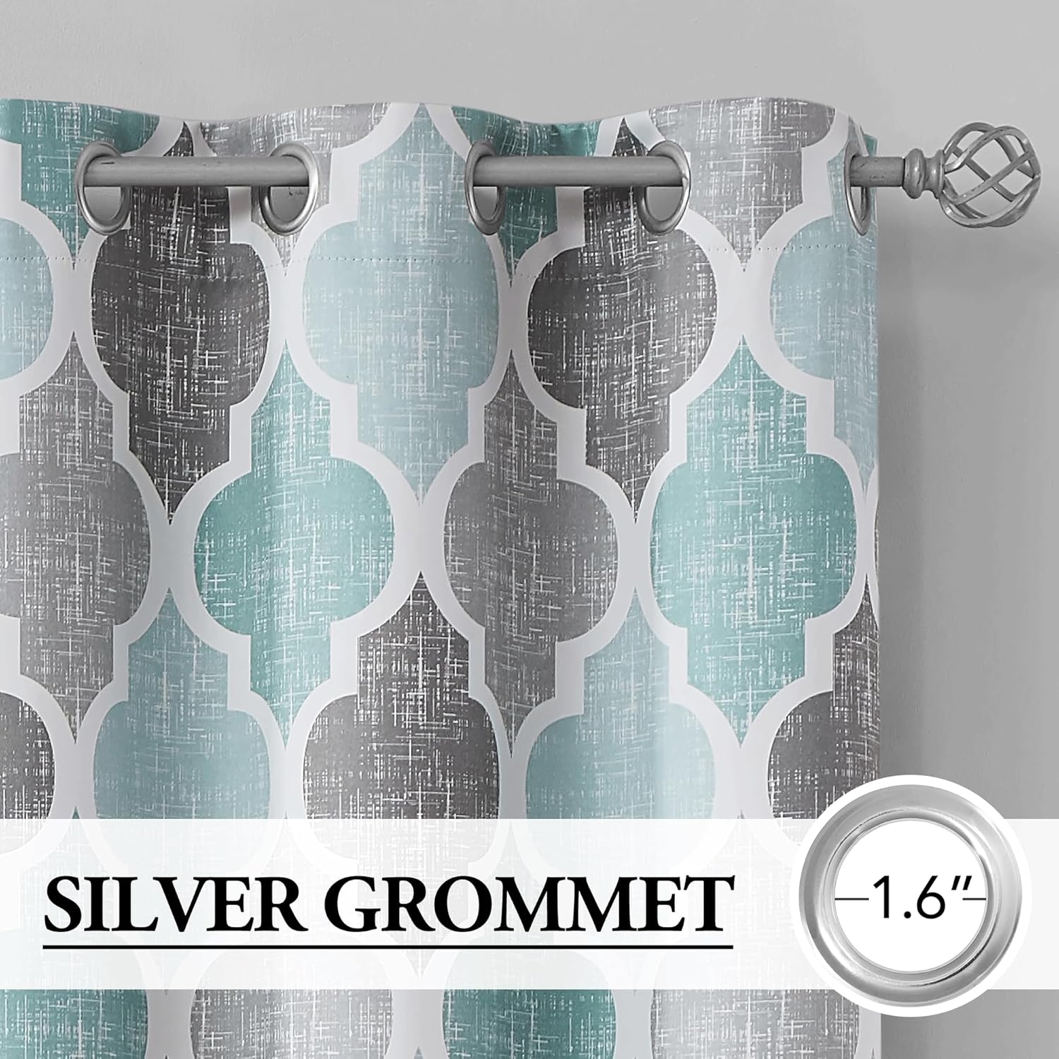 Beauoop Blackout Curtains 50x84 2 Panels Aqua Grey