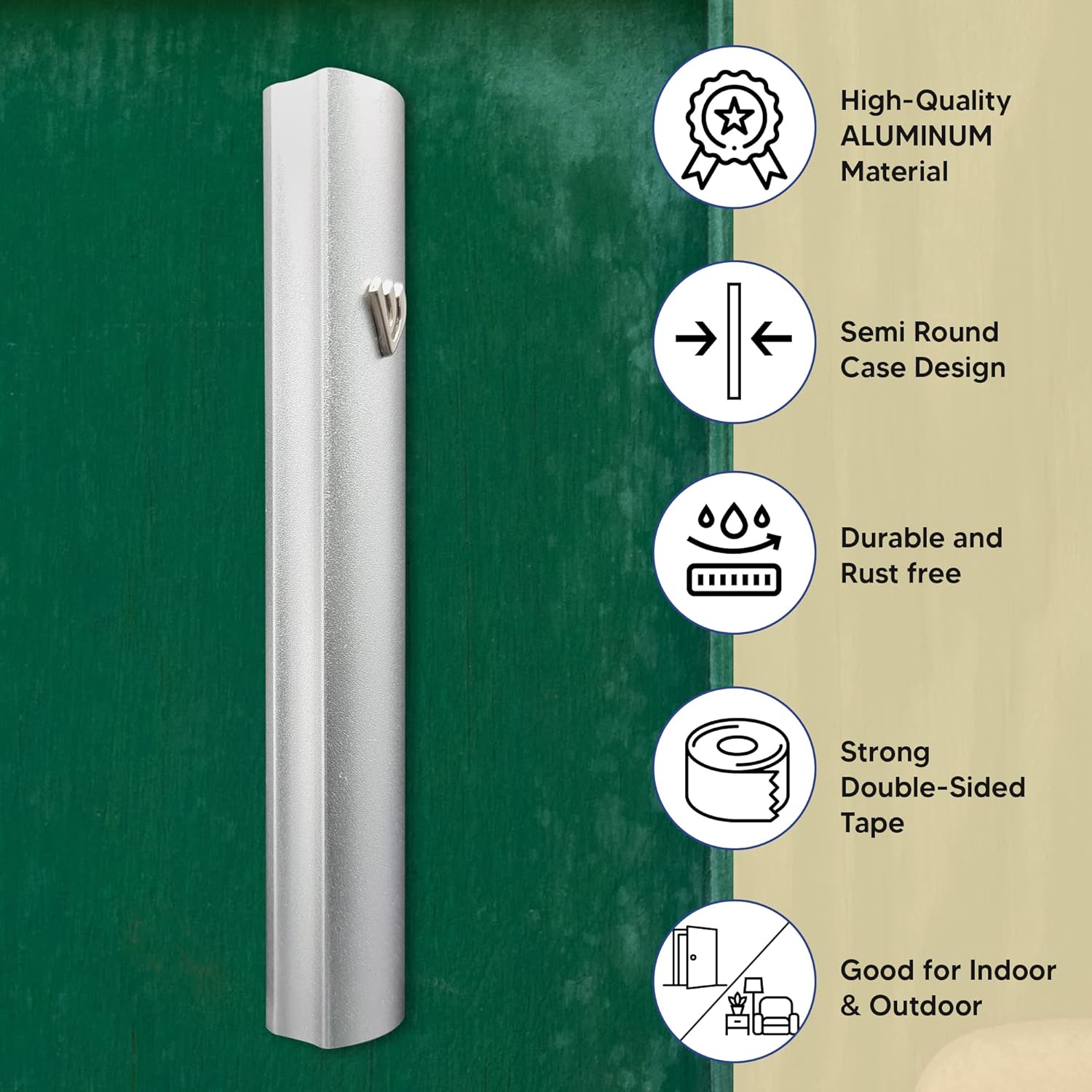 Talisman4U Silver Aluminum Mezuzah with Scroll 3D Metal