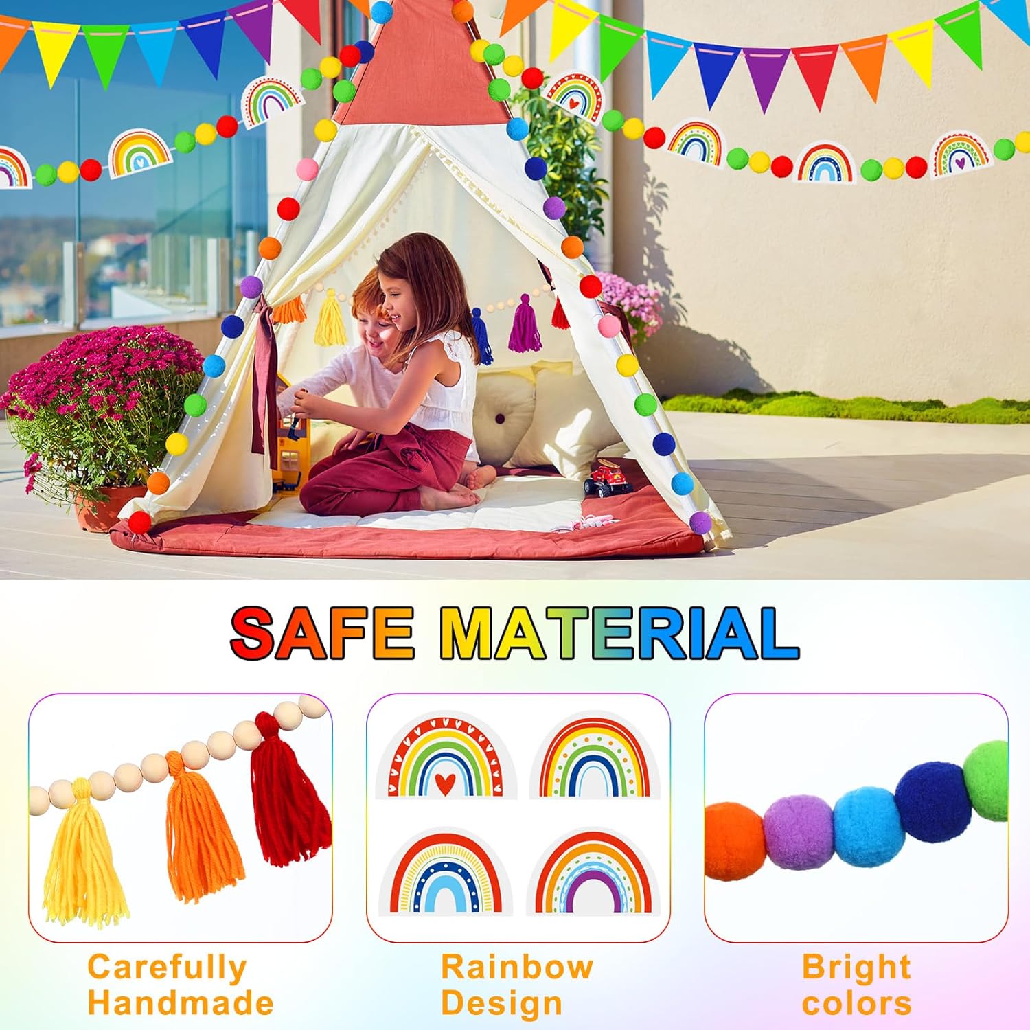 Sumind 5 Pcs Retro Rainbow Classroom Decor Set