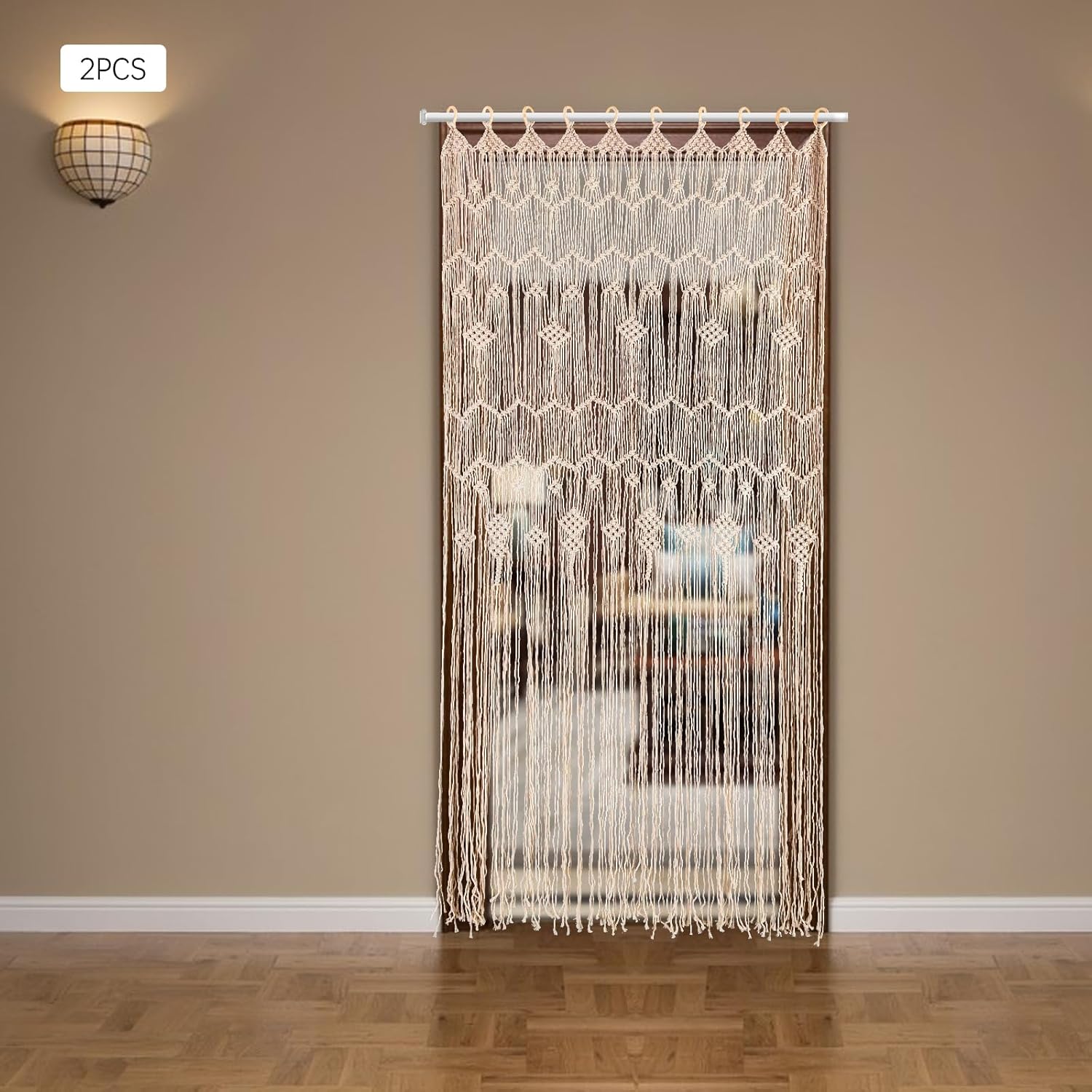 EseMiee 08x2M Beaded Curtain Woven Door Panels