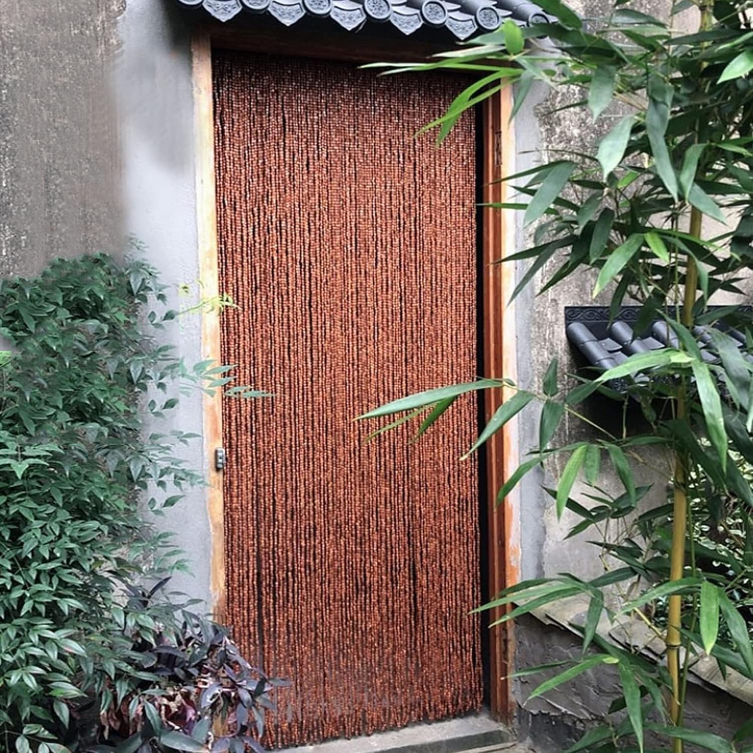 Retro Wood Beaded Curtain for Privacy and Decor