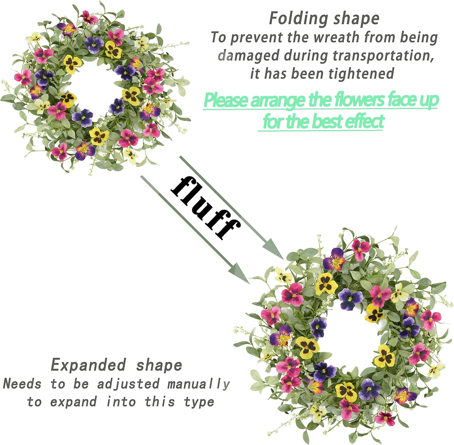 Spring Summer Wreath with Pink Butterfly Flowers