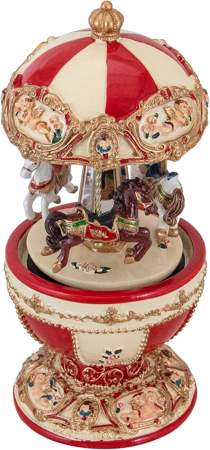Northlight Musical Carousel with Horses and Cupids 725 Inch