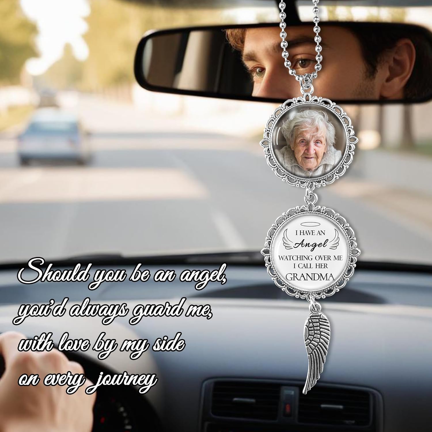 Personalized Car Photo Ornament - I Have an Angel Watching Over Me