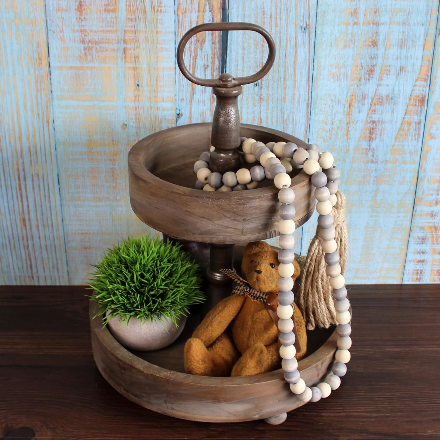 Wood Beads Garland with Tassels for Farmhouse Decor