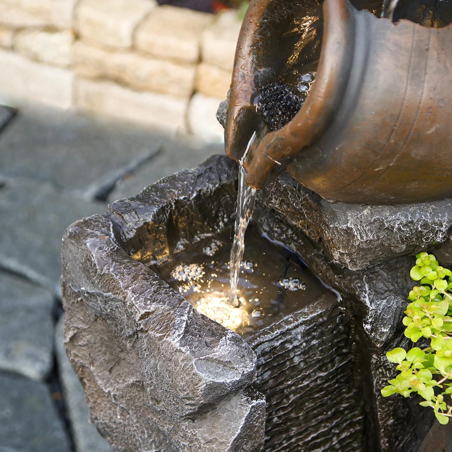 4567 In Tall Water Fountain With 5 Tier Planter Pot