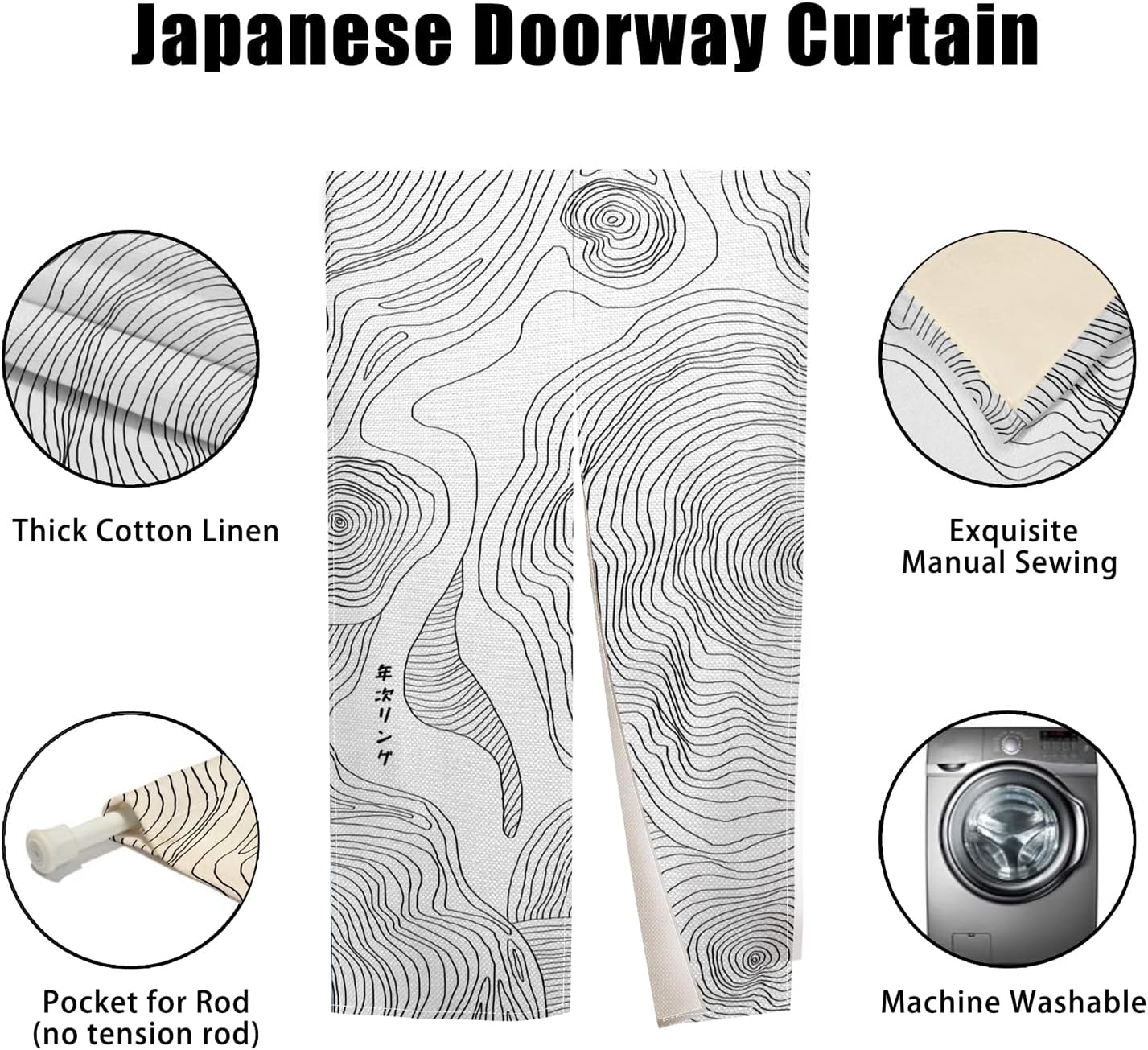 Japanese Style Door Curtain Panel 335 x 559 Abstract Paisley