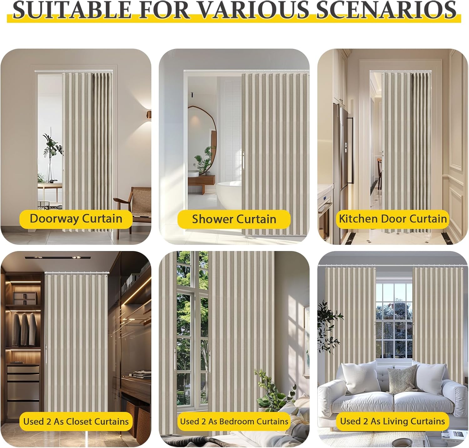 AJAZZ Blackout Doorway Curtains 1 Panel 98 W x 78 L