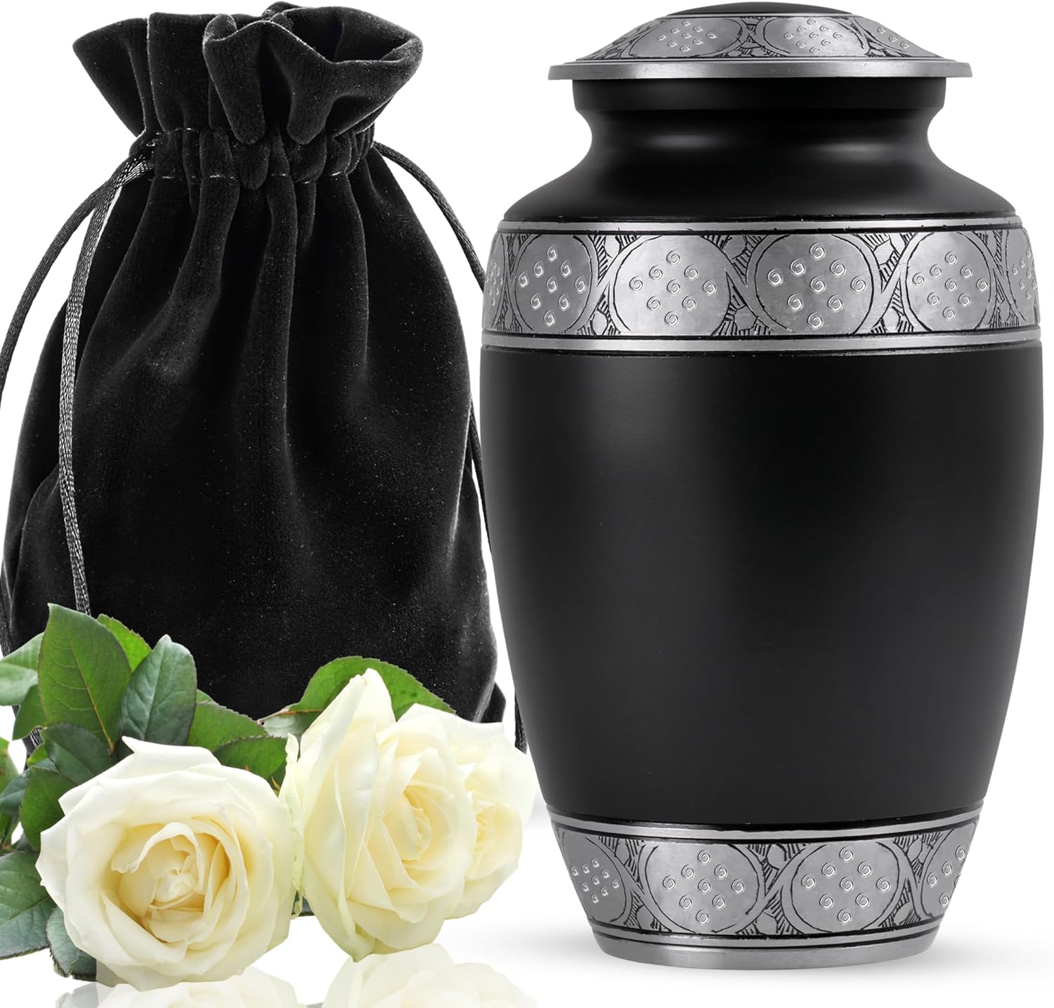 Yatskia Black Large Metal Urn for Adult Ashes