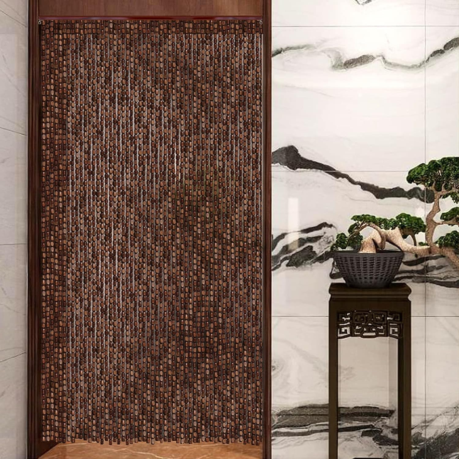Wcxixo Wood and Bamboo Beaded Curtain for Doorway