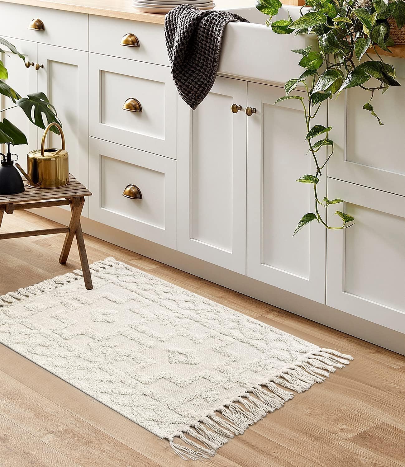 Uphome Boho Bathroom Rug 2 x 3 with Tassels