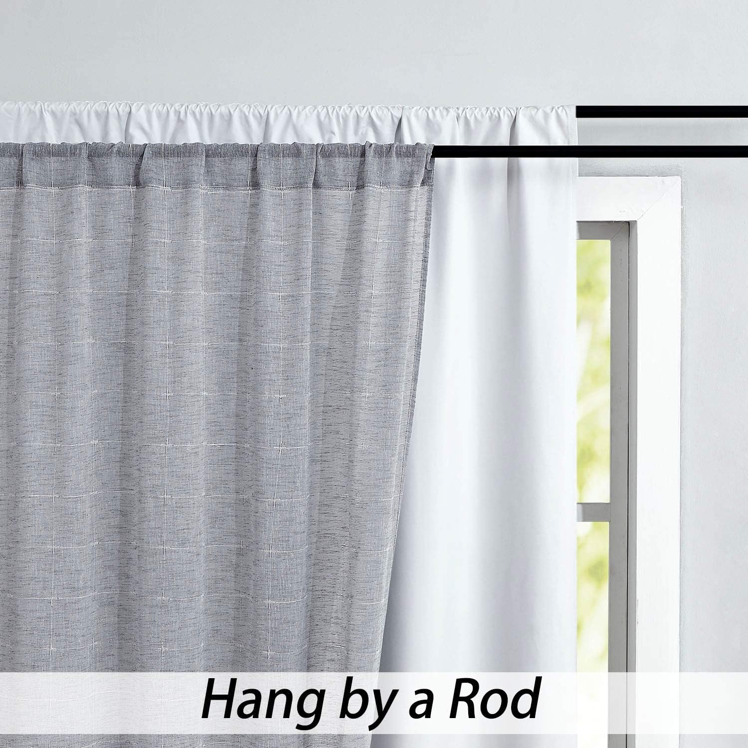 White Full Blackout Curtain Liner Panel Rod Pocket for Bedroom