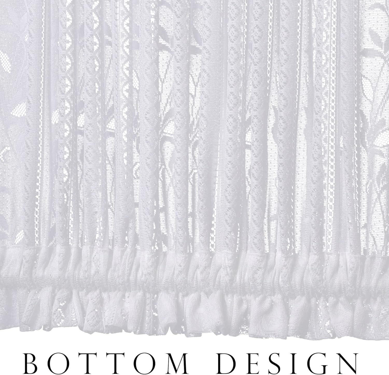 2 Pcs White Lace Boho Floral Curtains with Tie-backs