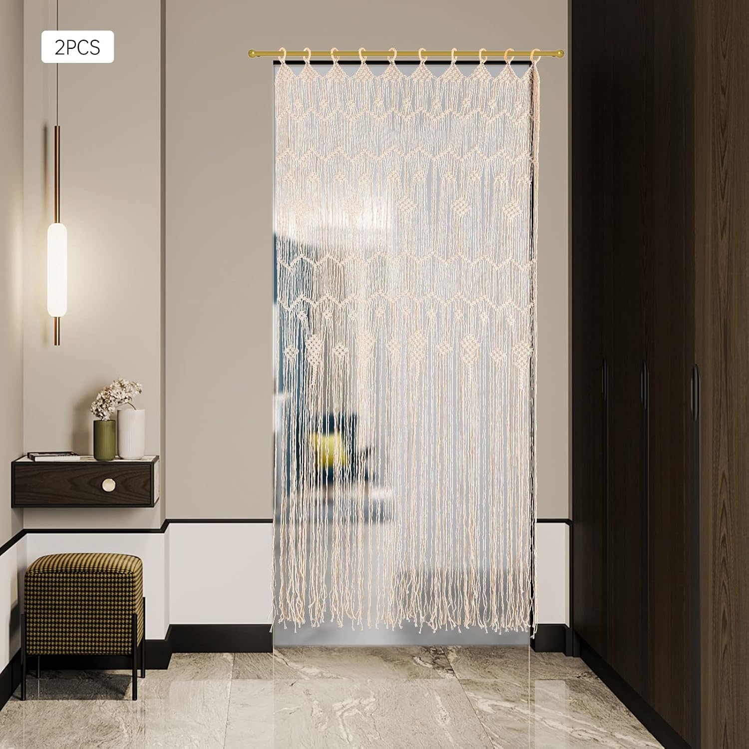 EseMiee 08x2M Beaded Curtain Woven Door Panels