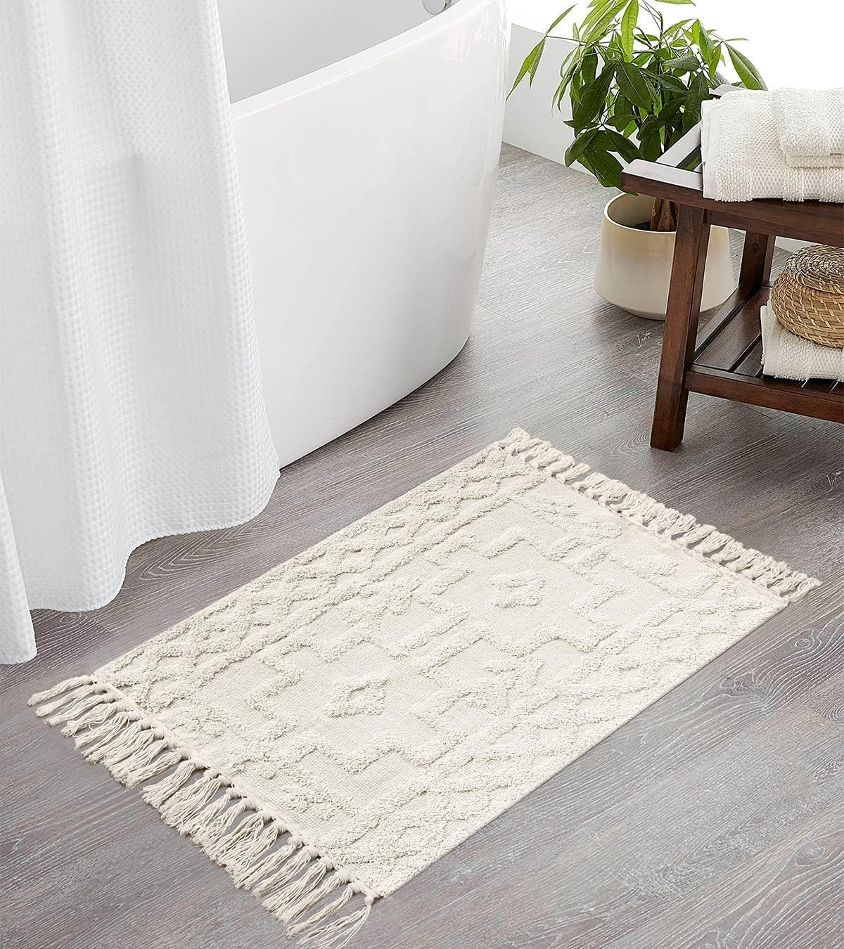 Uphome Boho Bathroom Rug 2 x 3 with Tassels