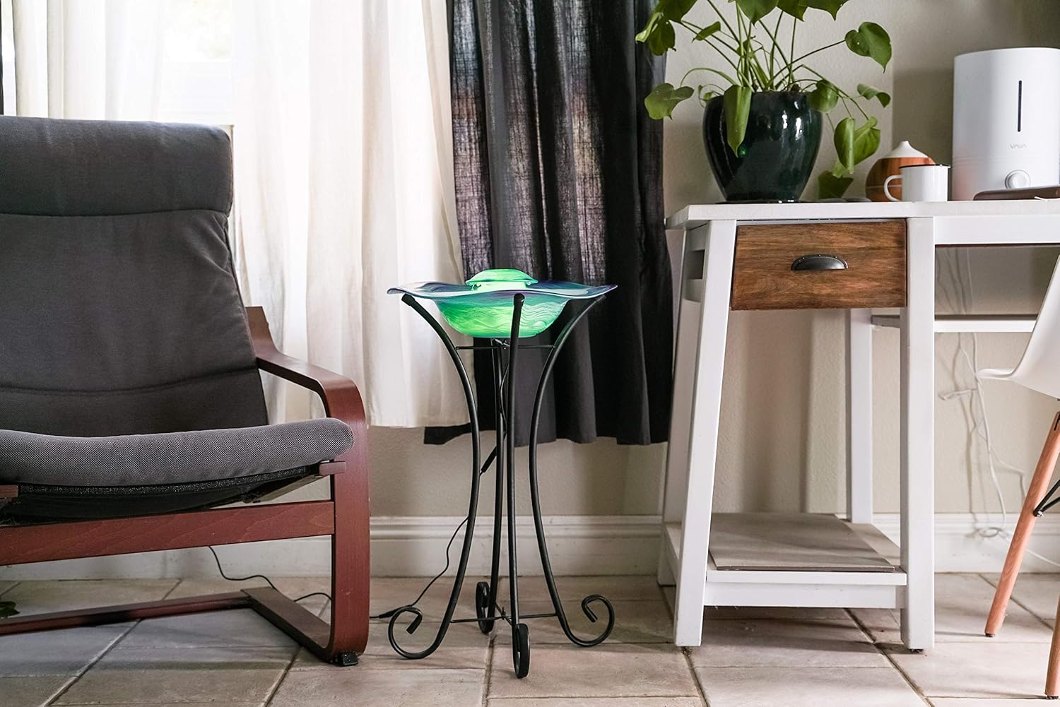 XBrand Canary Floor Mist Fountain with Blue Light