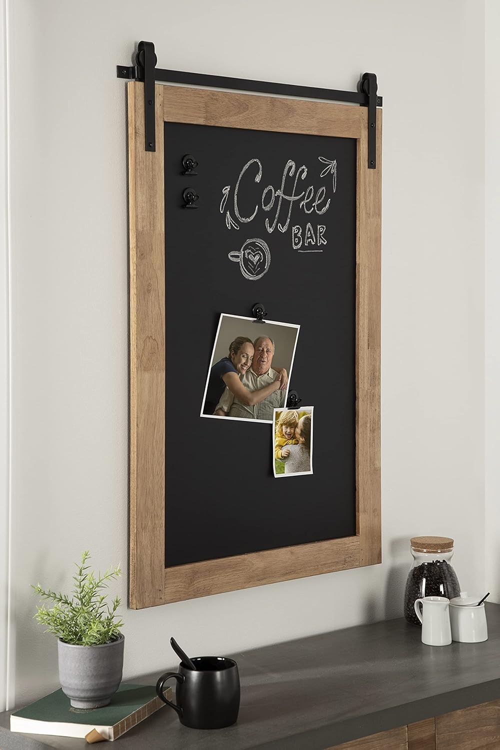 Kate and Laurel Samuels Wood Framed Chalkboard 24x36 Rustic Brown Magnetic
