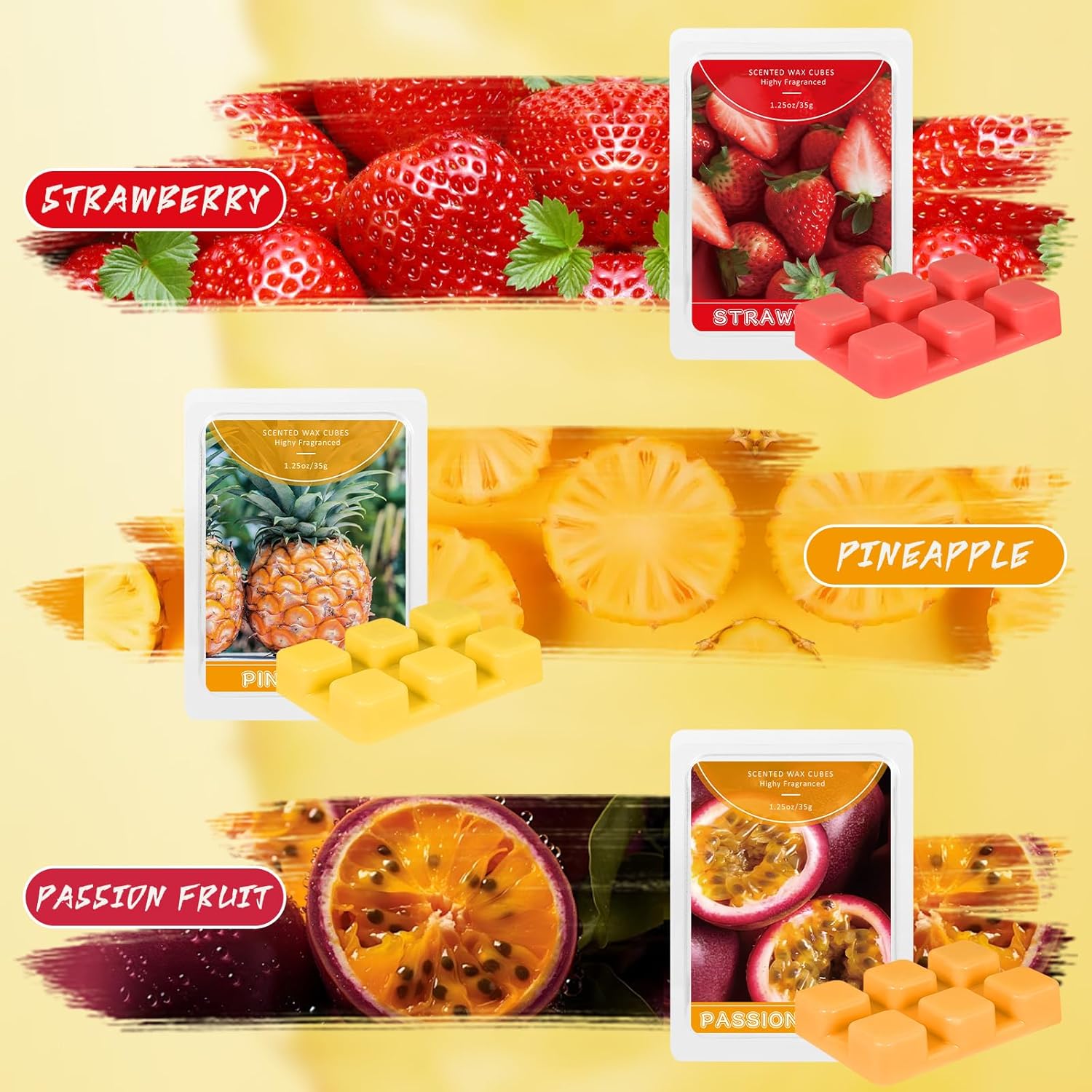 SCENTORINI Wax Melts 6 Pack - Mint Watermelon Strawberry Mango Passion Fruit Pineapple