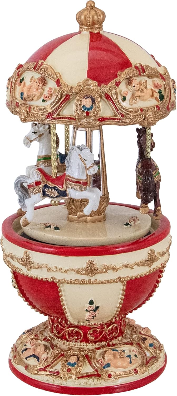 Northlight Musical Carousel with Horses and Cupids 725 Inch